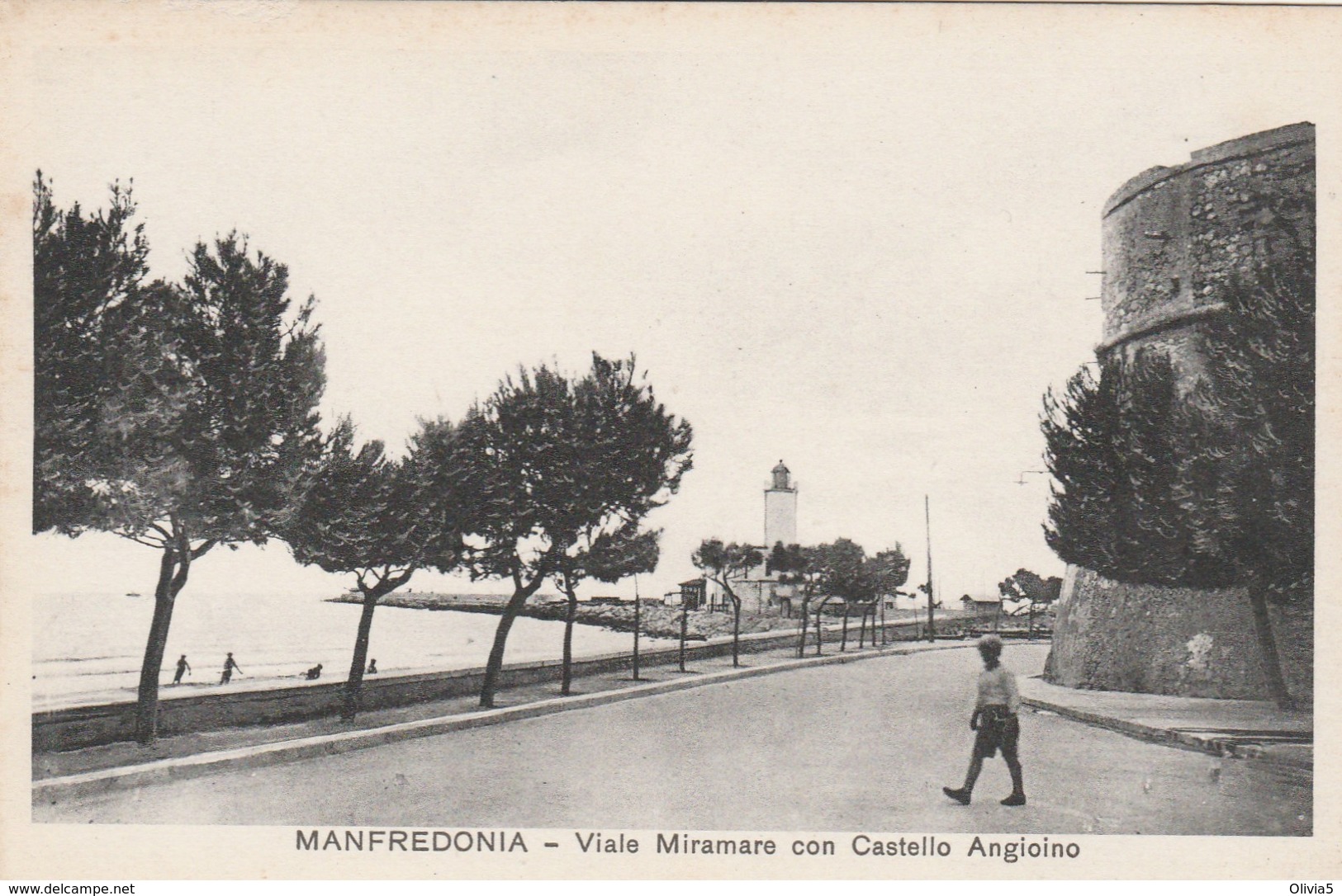 MANFREDONIA - VIALE MIRAMARE CON CASTELLO ANGIOINO - Manfredonia