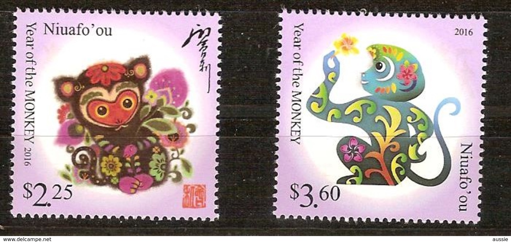 Tonga Niuafo'ou 2015 Yvertn° 402-403 *** MNH Cote 13,50 Euro Faune Année Du Singe Jaar Van De Aap - Tonga (1970-...)