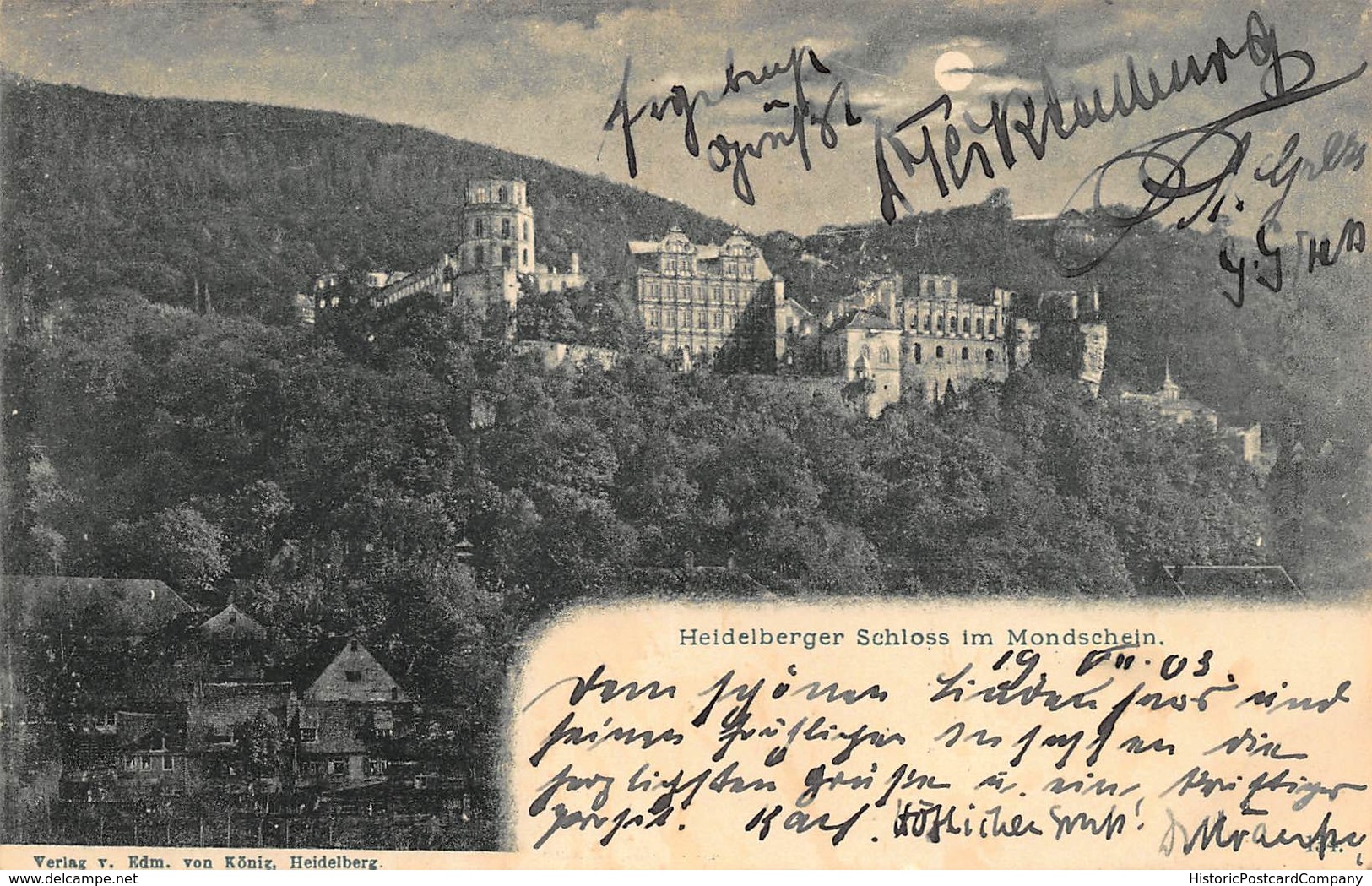HEIDELBERGER SCHLOSS GERMANY~im MONDSCHEIN-eDM, Von KONIG 1903 PHOTO POSTCARD 40653 - Heidelberg