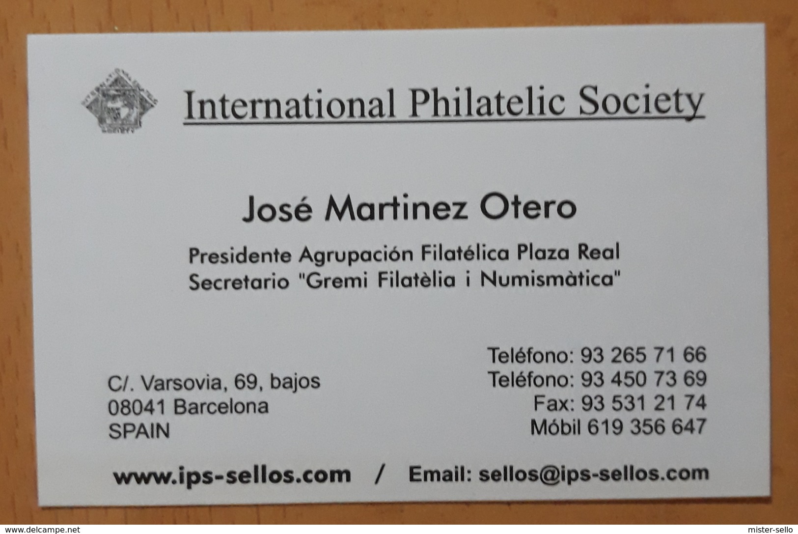 TARJETA DE VISITA INTERNATIONAL PHILATELIC SOCIETY. - Tarjetas De Visita