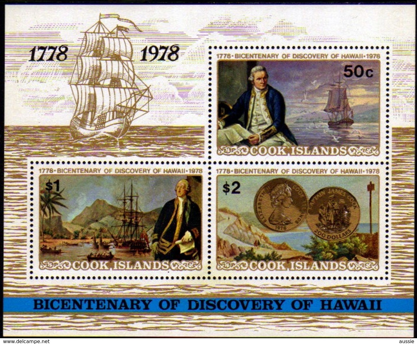 Cook Islands 1978 Yvertn° Bloc 77 *** MNH Cote 12 Euro James Cook  Discovery Of Hawaii - Cook