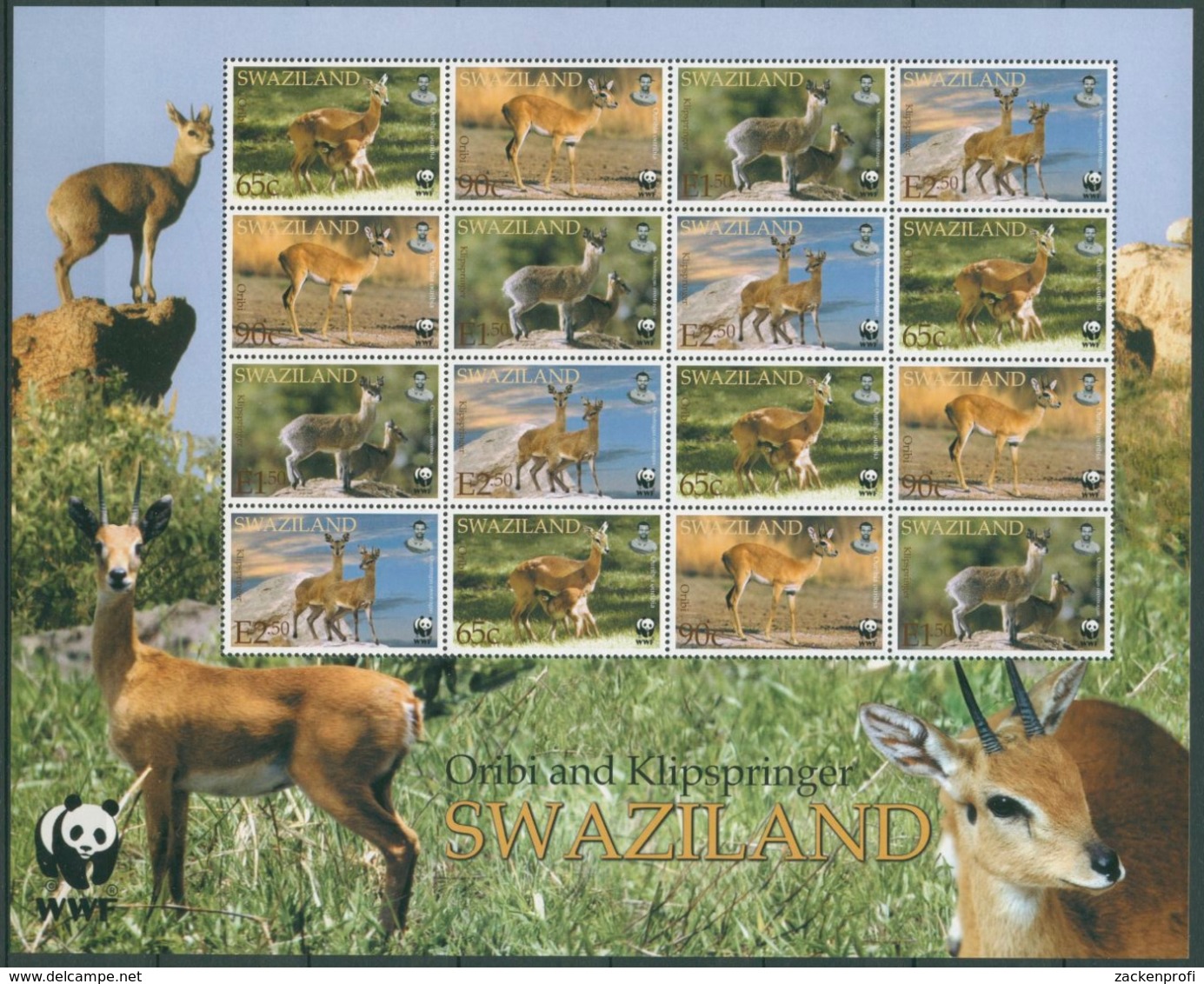 Swaziland 2001 WWF Naturschutz Antilopen 702/05 ZD-Bogen Postfrisch (SG23565) - Swaziland (1968-...)