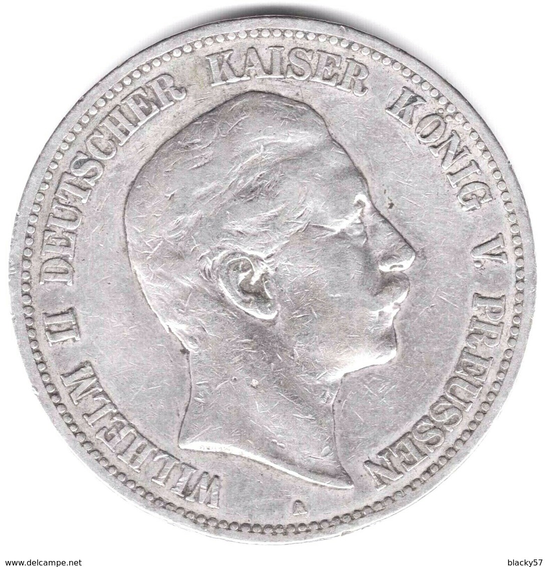 Prusse 5 Mark 1893 A - Wilhelm II - 2, 3 & 5 Mark Silver