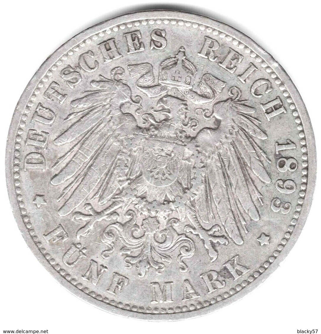 Prusse 5 Mark 1893 A - Wilhelm II - 2, 3 & 5 Mark Argent