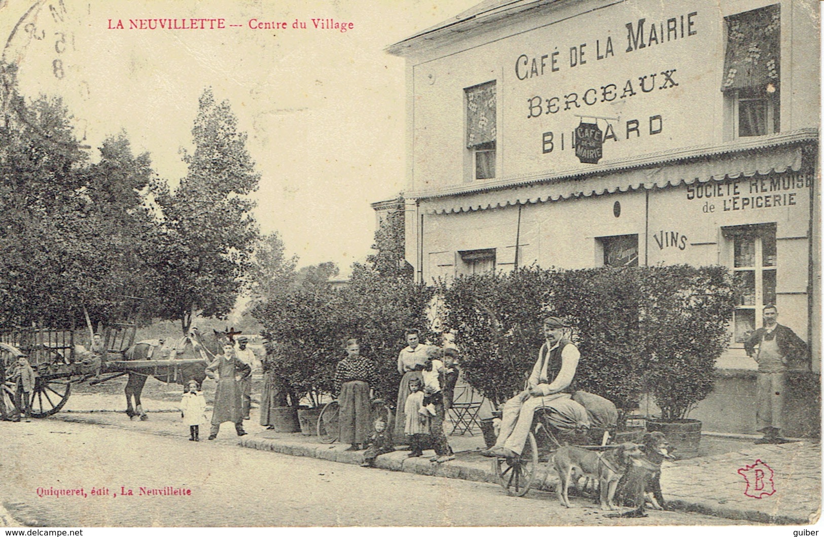 51 La Neuvilette Centre Du Village Café De La Mairie Attelage De Chiens - Other & Unclassified