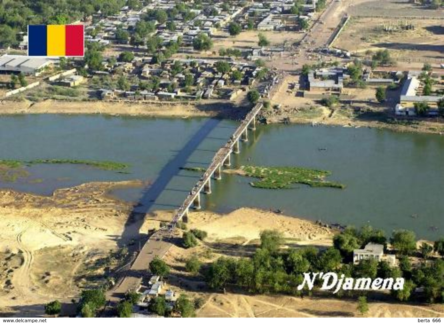 Chad N'Djamena Aerial View Bridge Postcard Tschad AK - Tschad