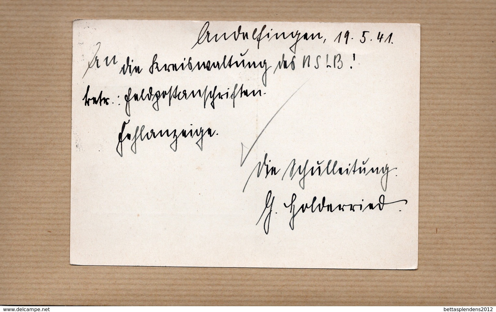 1941 - Griffe Et Cachet Sur Timbre 6pf Vert Foncé - Deutshes Reich - Lettres & Documents