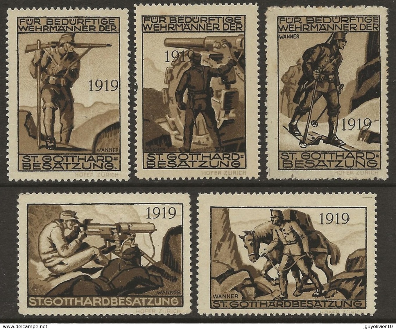 Suisse WWI Vignette Militaire Soldatenmarken FORTRESS TROOPS Set 1914-18 Mixed Condition, Otherwise Look Fine - Vignettes