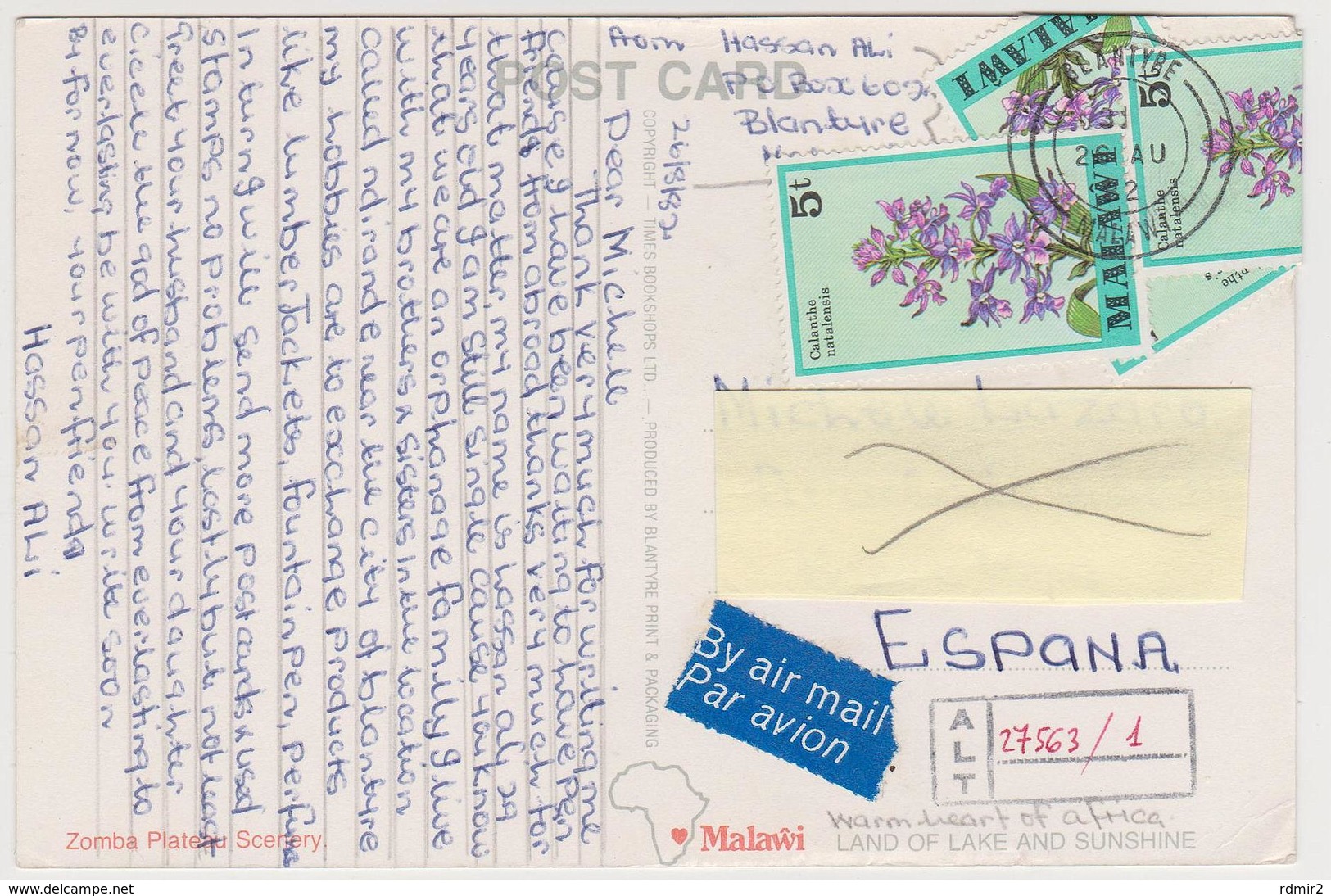 1633/ ZOMBA PLATEAU SCENARY, Malawi. - Sent To Spain En 1982 (with Stamps). Circulée En Espagne En 1982 (avec Timbres). - Malawi