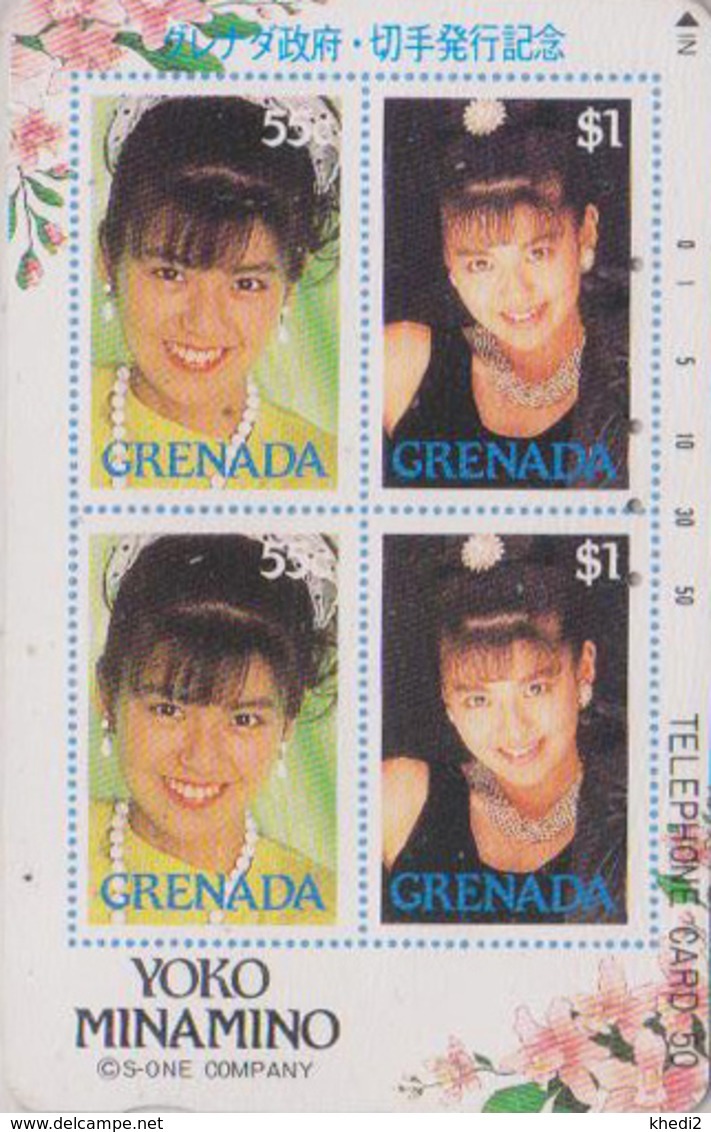 TC JAPON / 110-62593 - FEMME Cinema - YOKO MINAMINO Sur TIMBRE GRENADA STAMP - Actress GIRL JAPAN Free Phonecard  3612 - Francobolli & Monete