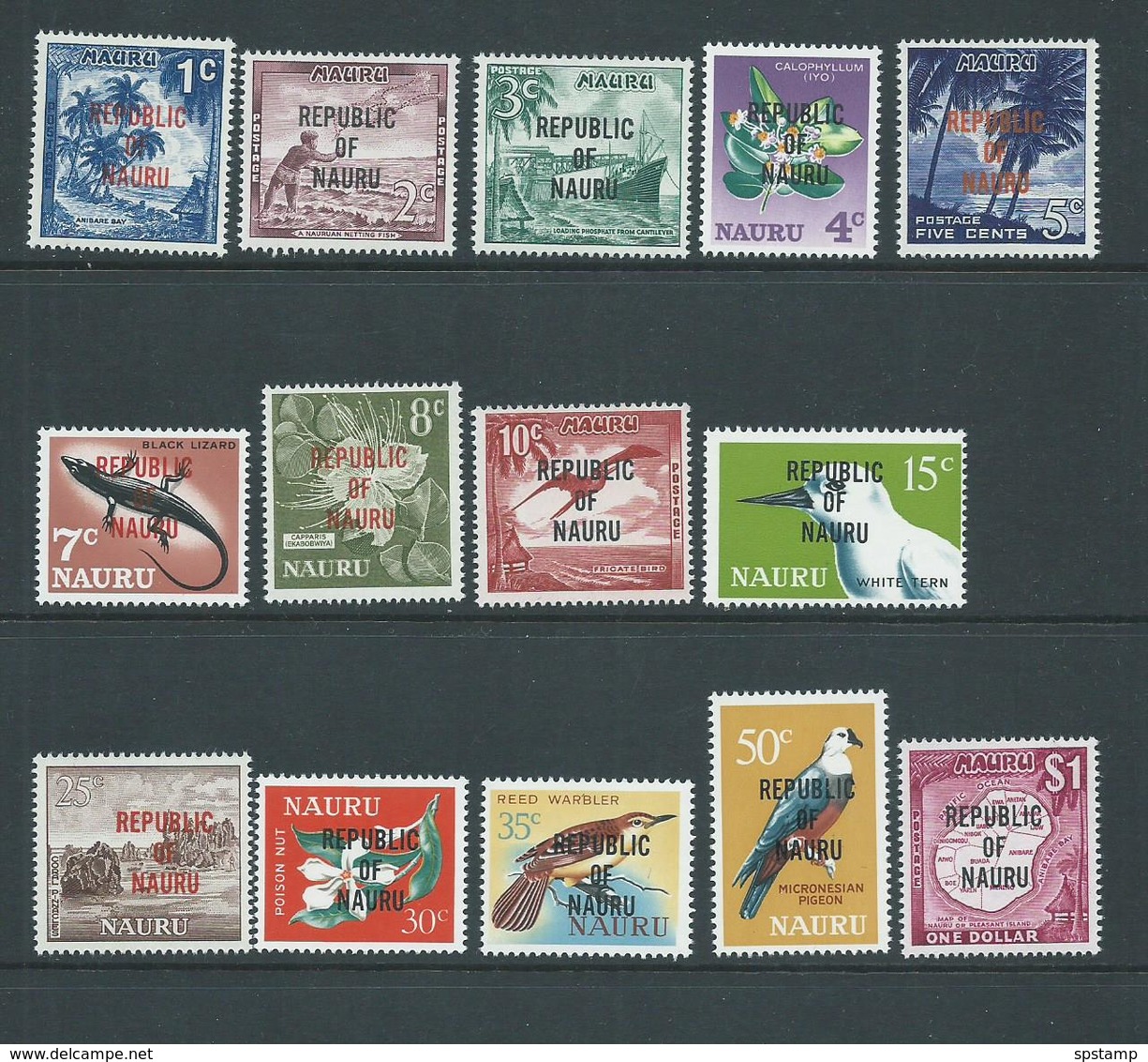 Nauru 1968 Republic Overprint Definitive Set Of 14 MNH - Nauru