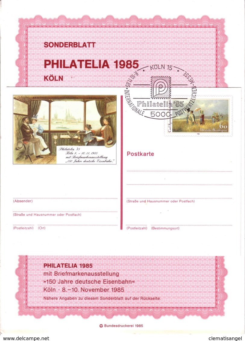 480e * BUND * GANZSACHE VON DER PHILATELIA 1985 * SPITZWEG GESTEMPELT ** !! - Private Postcards - Mint