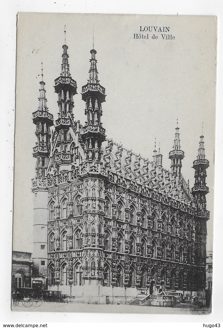 (RECTO / VERSO) LEUVEN - LOUVAIN EN 1908 - HOTEL DE VILLE - BEAU TIMBRE ET CACHET DE BELGIQUE - CPA VOYAGEE - Leuven