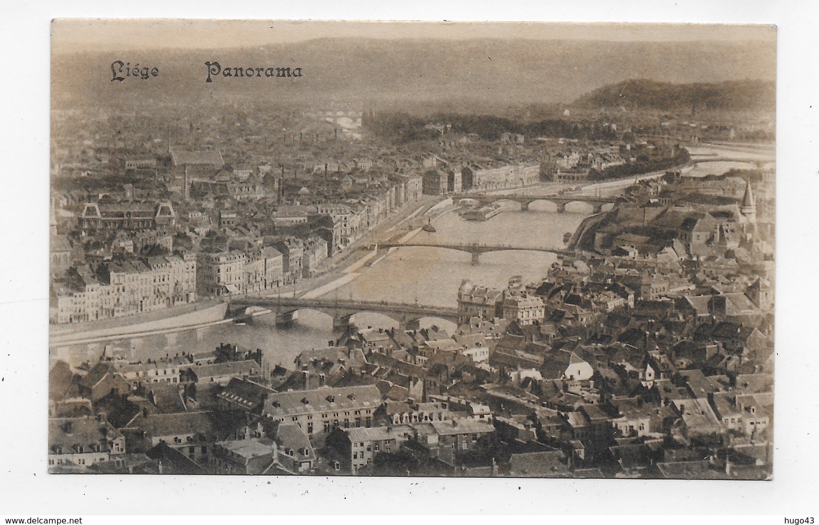 (RECTO / VERSO) LIEGE EN 1920 - PANORAMA - BEAU TIMBRE ET CACHET DE BELGIQUE - CPA VOYAGEE - Liege