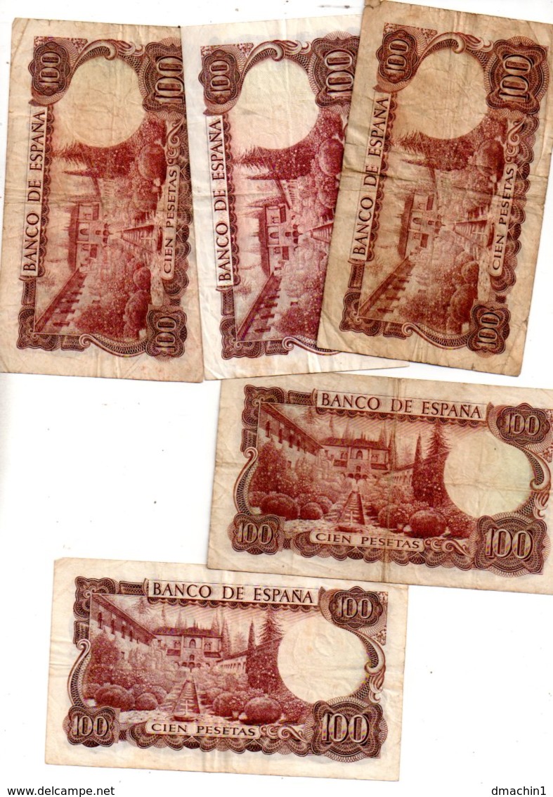 Espagne - 5 Billets De 100 Pesetas De 1970-voir état - 100 Pesetas