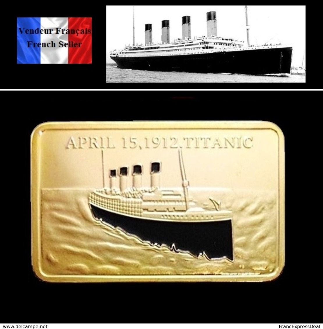 1 Lingot Plaqué OR ( GOLD Plated Bar ) - Le Titanic - Other & Unclassified