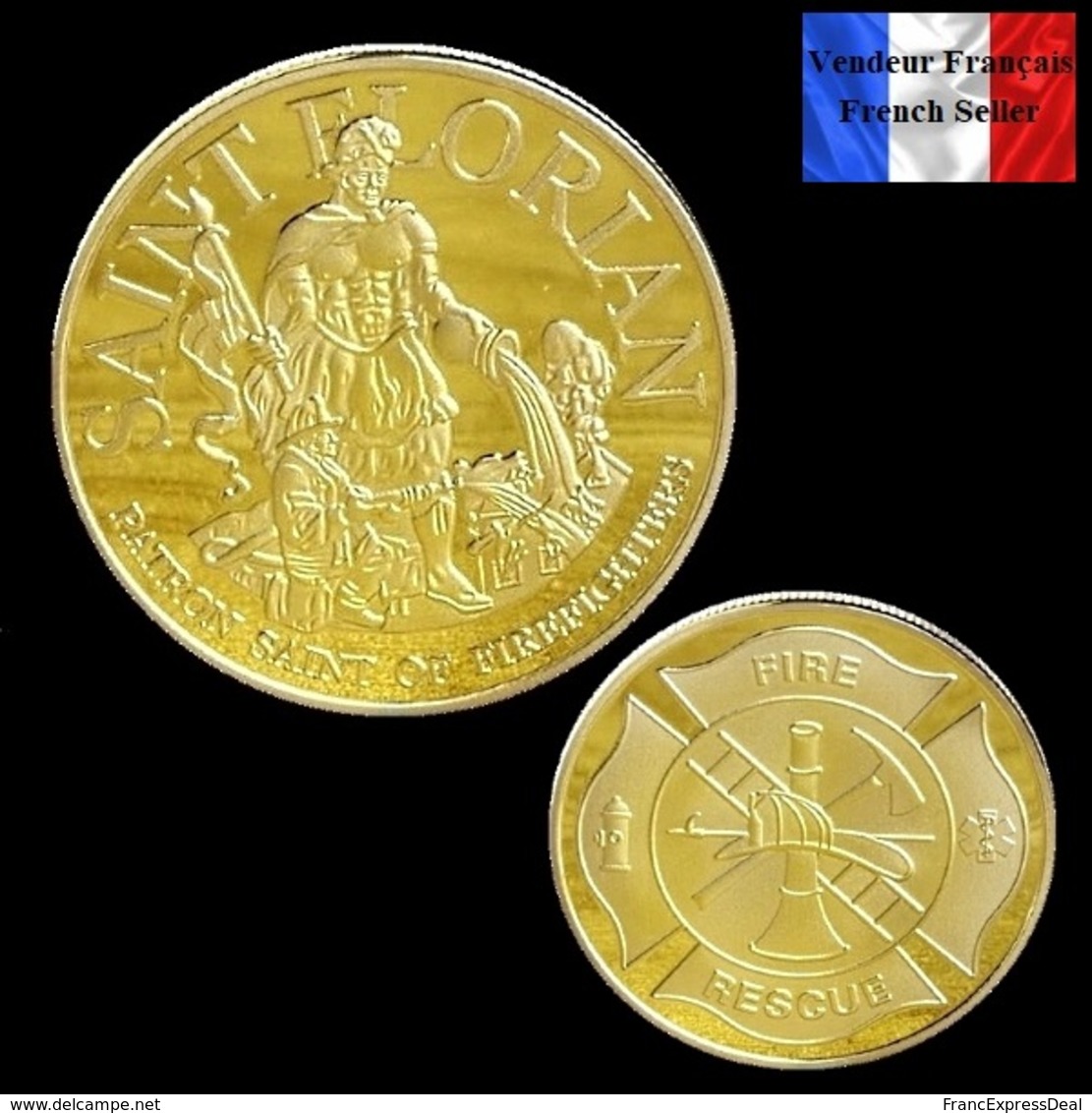 1 Pièce Plaquée OR ( GOLD Plated Coin ) - Saint Florian Pompiers Fire Fighters - Other & Unclassified