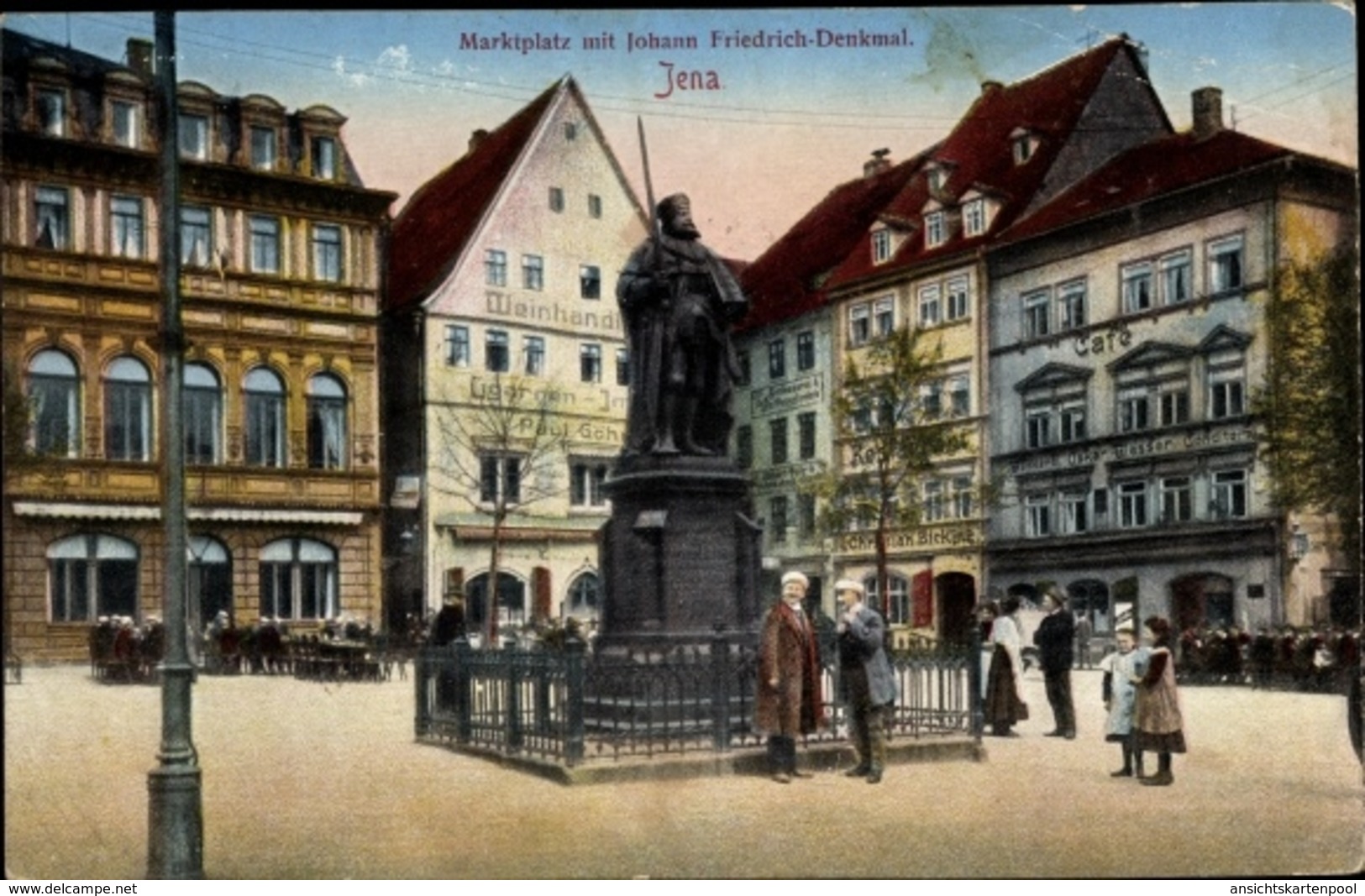 Cp Jena In Thüringen, Marktplatz Mit Johann Friedrich Denkmal - Sonstige & Ohne Zuordnung