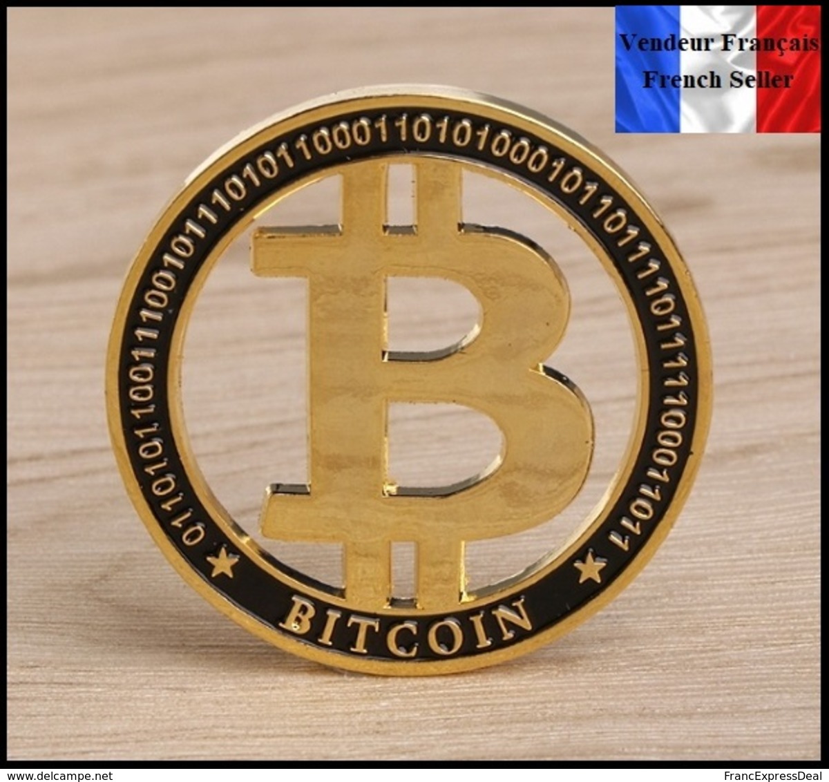 1 Pièce Plaquée OR ( GOLD Plated Coin ) - Bitcoin BTC - Other & Unclassified
