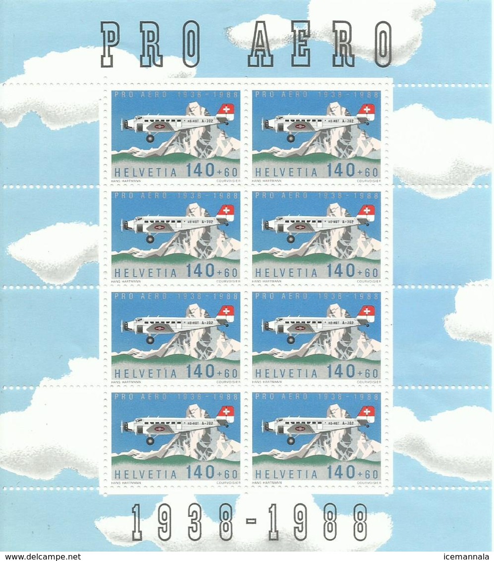 SUIZA YVERT   AREO 49  (HOJA BLOQUE DE 8 SELLOS)  MNH  ** - Nuevos