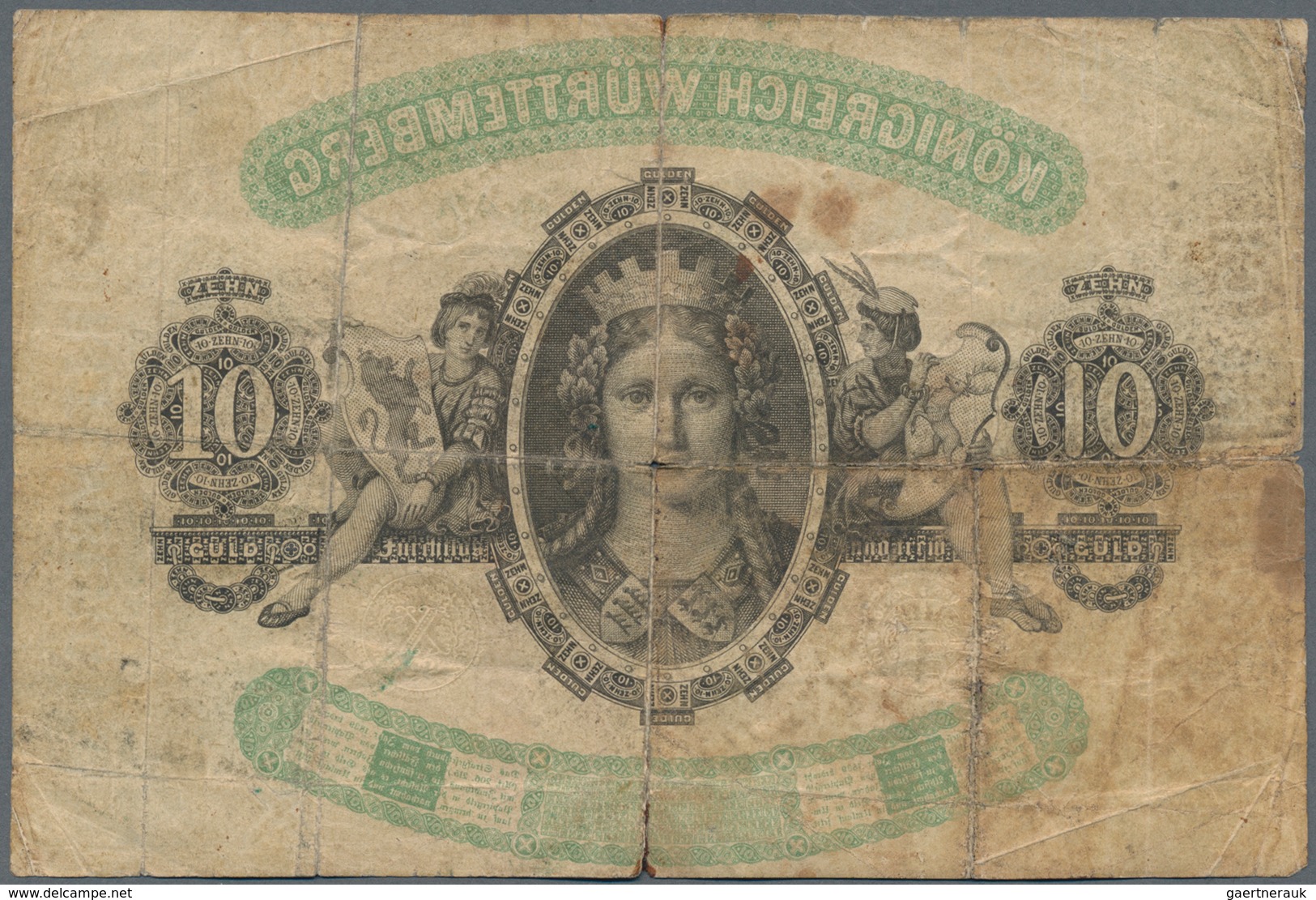 Deutschland - Altdeutsche Staaten: Königreich Württemberg, Königliche Staats-Haupt-Kasse 10 Gulden 1 - [ 1] …-1871 : German States