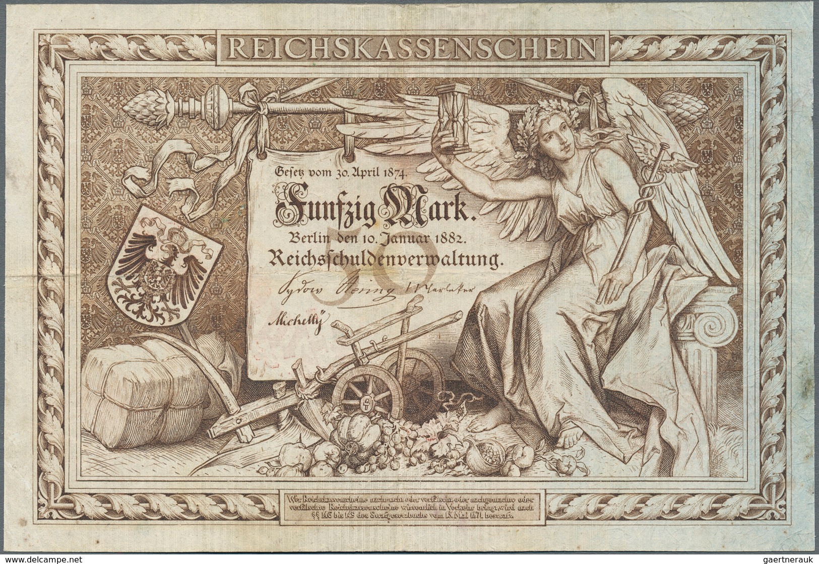 Deutschland - Deutsches Reich Bis 1945: Reichskassenschein 50 Mark Vom 10. Januar 1882, Ro.8, Eine D - Sonstige & Ohne Zuordnung