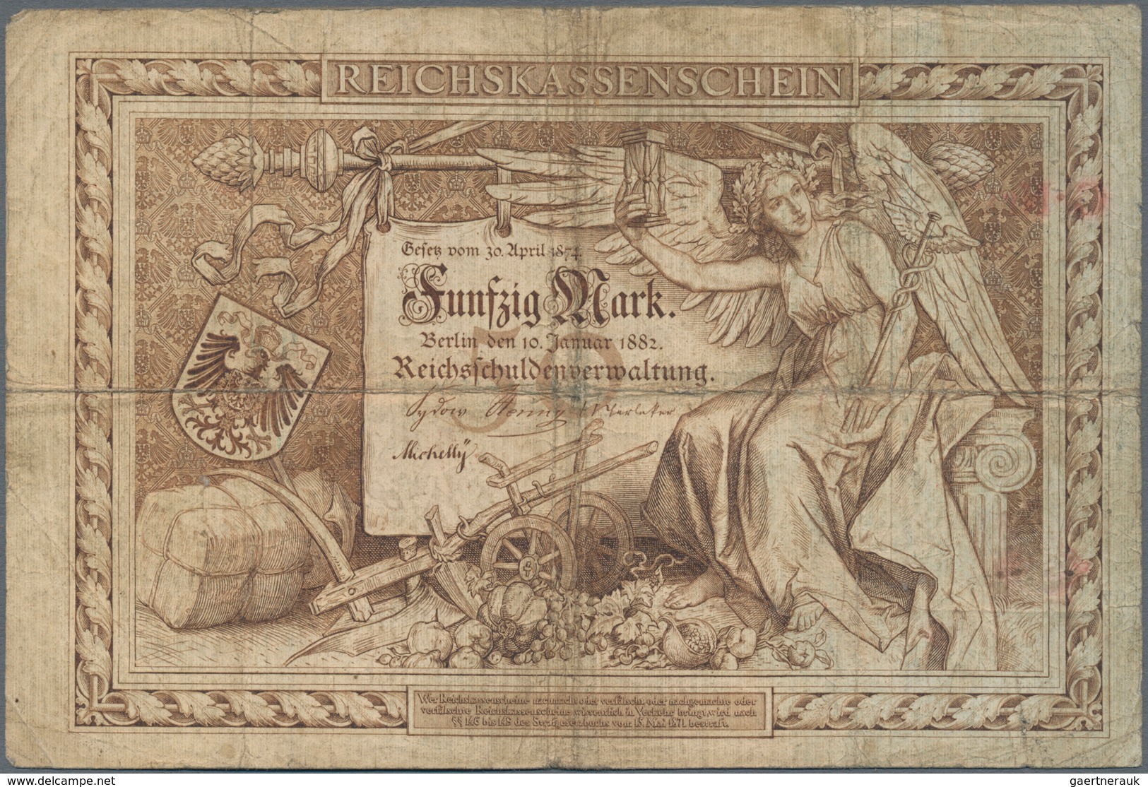 Deutschland - Deutsches Reich Bis 1945: Reichskassenschein 50 Mark Vom 10. Januar 1882, Ro.8, Stärke - Sonstige & Ohne Zuordnung