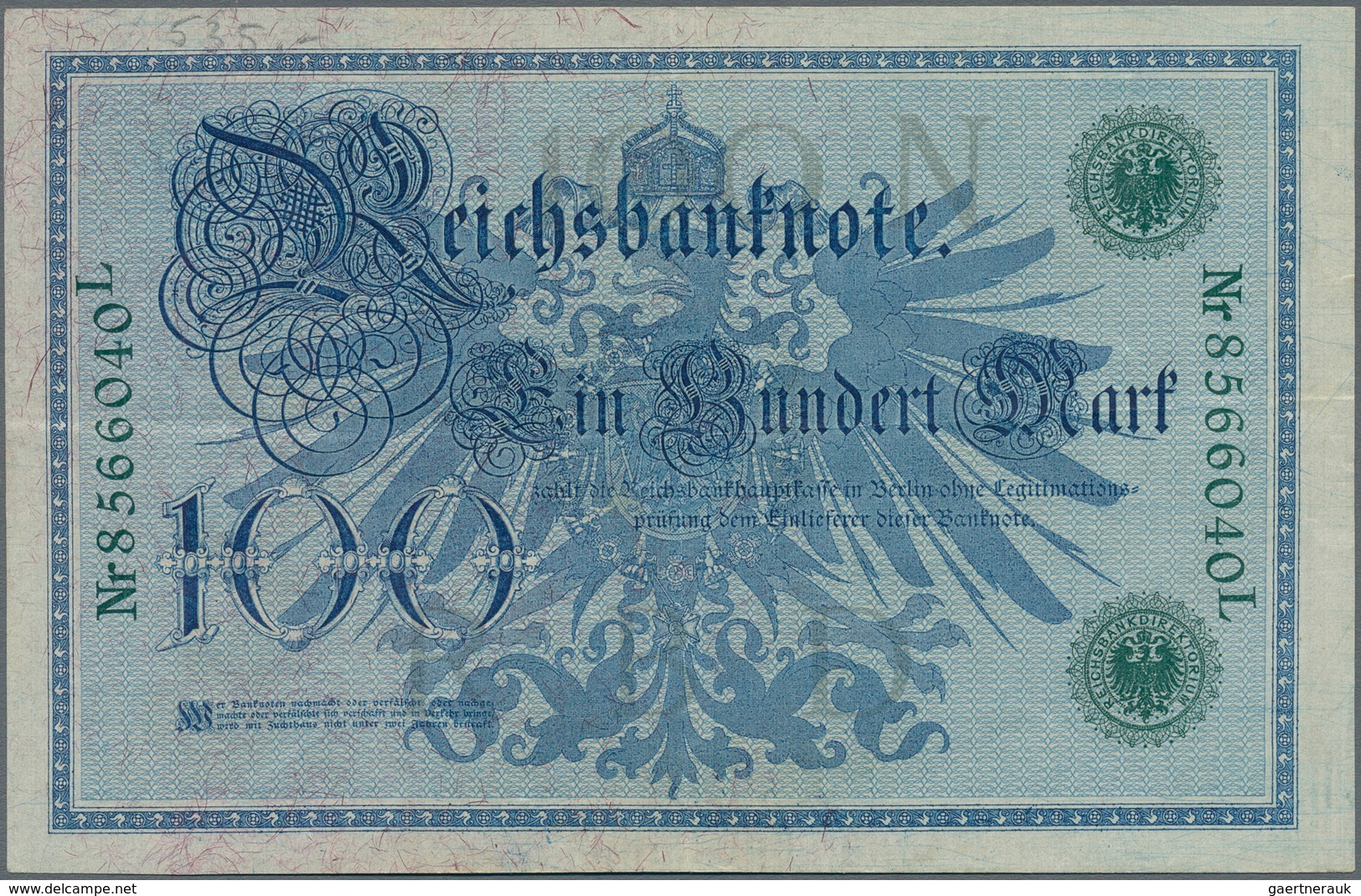 Deutschland - Deutsches Reich Bis 1945: 100 Mark (1908), Einmal Mit Rotem Und Einmal Mit Grünem Sieg - Sonstige & Ohne Zuordnung