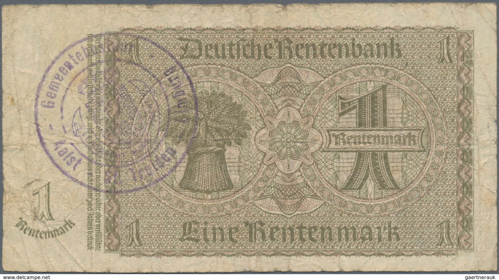 Deutschland - Deutsches Reich Bis 1945: Kleines Lot Mit 12 Belgischen Abstempelungen Auf 1 Rentenmar - Otros & Sin Clasificación