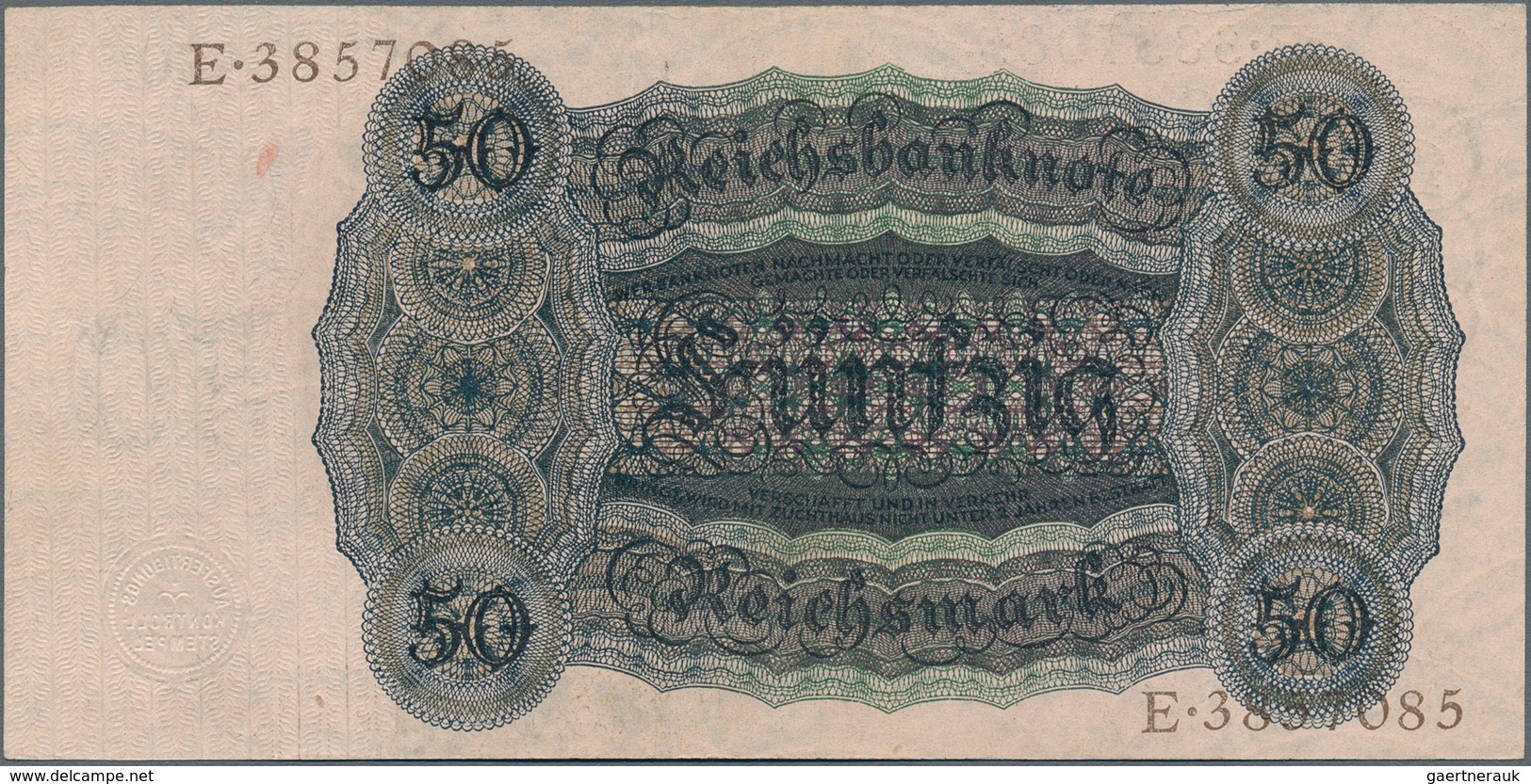 Deutschland - Deutsches Reich Bis 1945: 50 Reichsmark 1924, Holbein-Serie, Udr.V Serie E, Ro.170a, H - Altri & Non Classificati