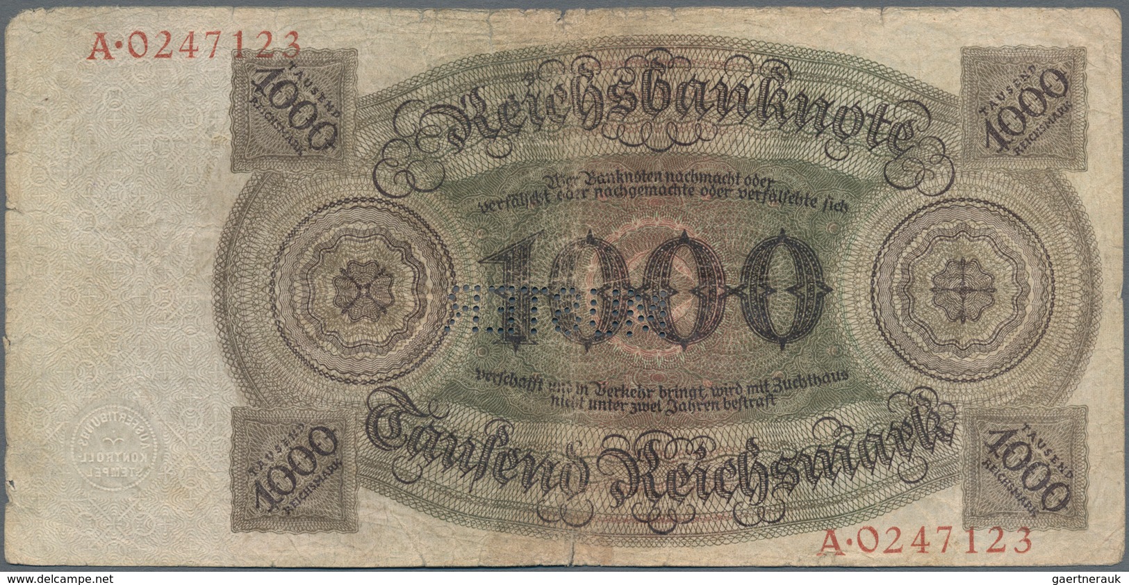 Deutschland - Deutsches Reich Bis 1945: Lot Mit 4 X 1000 Reichsmark Holbein Serie 1924, Mit UDr./Ser - Andere & Zonder Classificatie