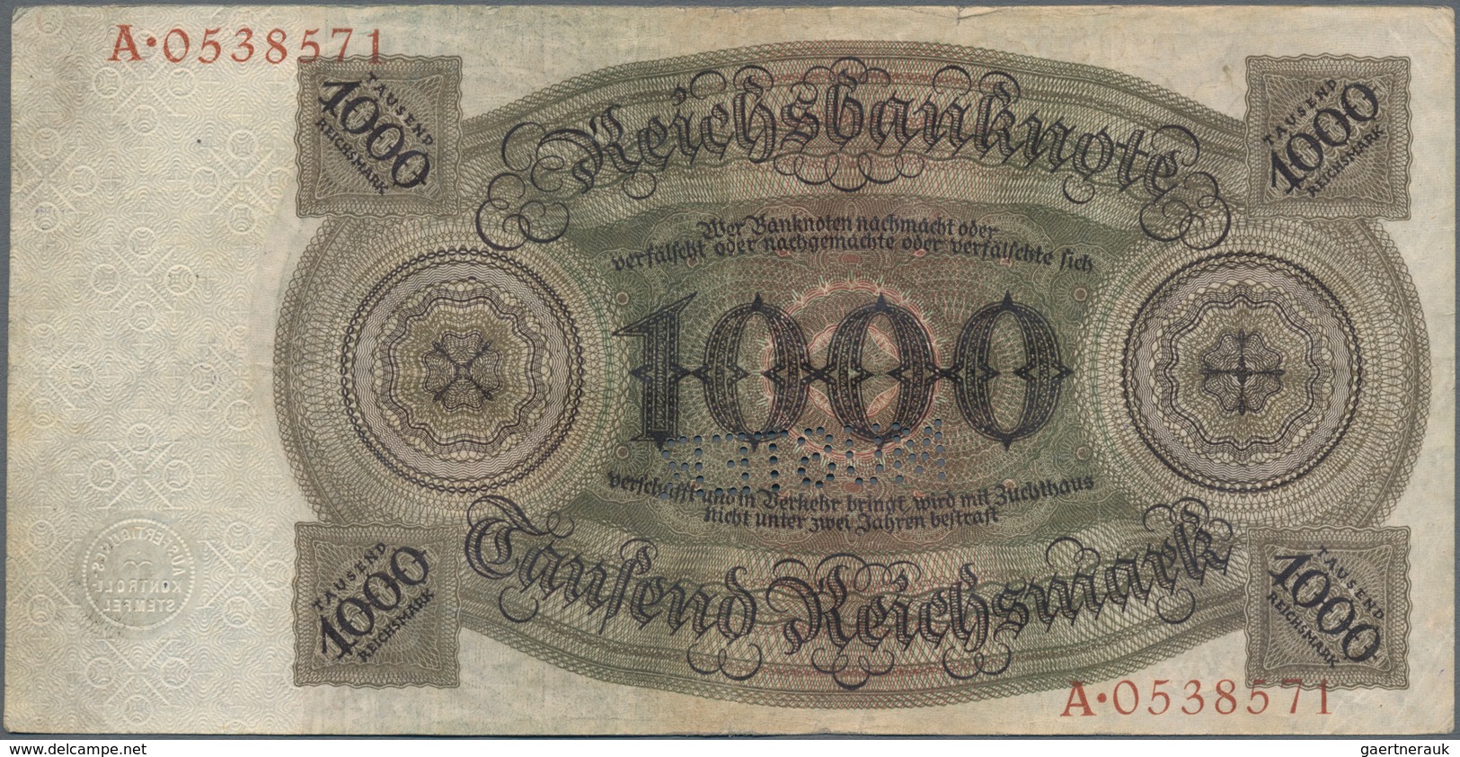 Deutschland - Deutsches Reich bis 1945: Lot mit 4 x 1000 Reichsmark Holbein Serie 1924, mit UDr./Ser