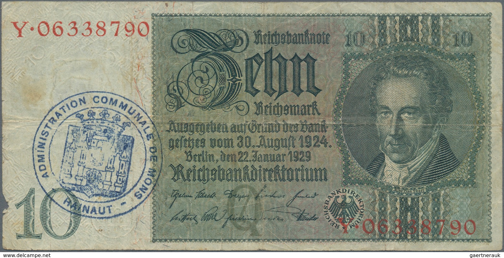 Deutschland - Deutsches Reich Bis 1945: Großes Lot Mit 25 Belgischen Abstempelungen Auf 10 Reichsmar - Other & Unclassified