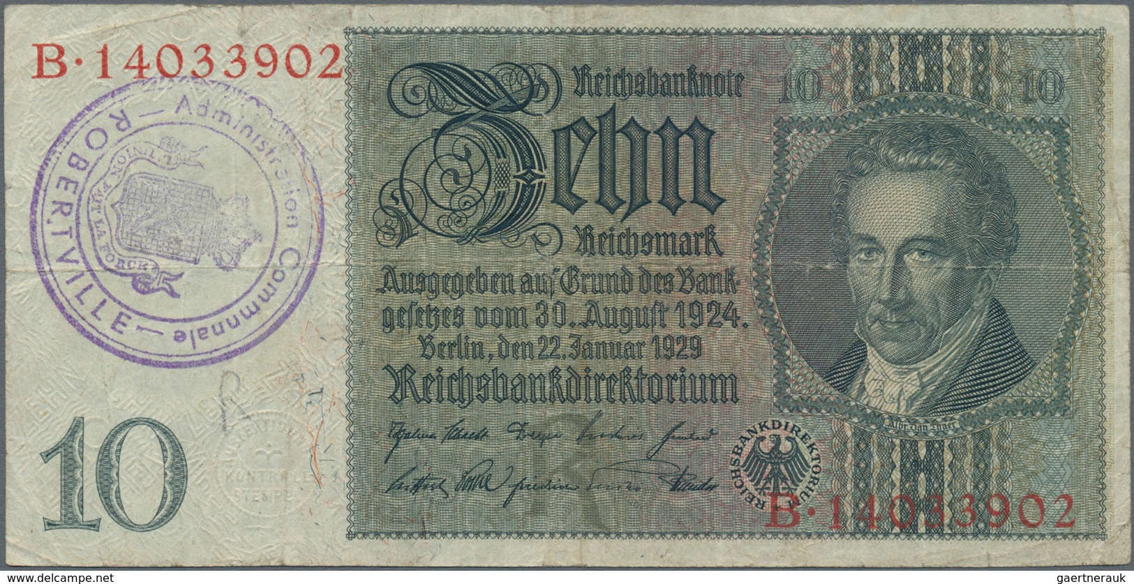 Deutschland - Deutsches Reich Bis 1945: Großes Lot Mit 25 Belgischen Abstempelungen Auf 10 Reichsmar - Other & Unclassified