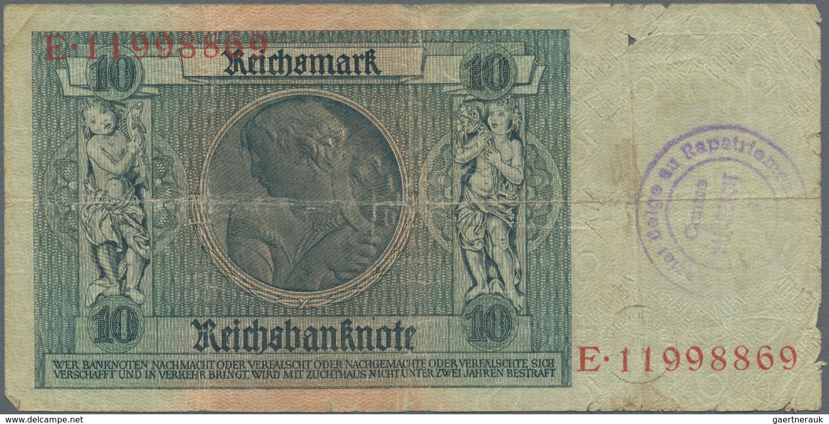 Deutschland - Deutsches Reich bis 1945: Großes Lot mit 25 belgischen Abstempelungen auf 10 Reichsmar