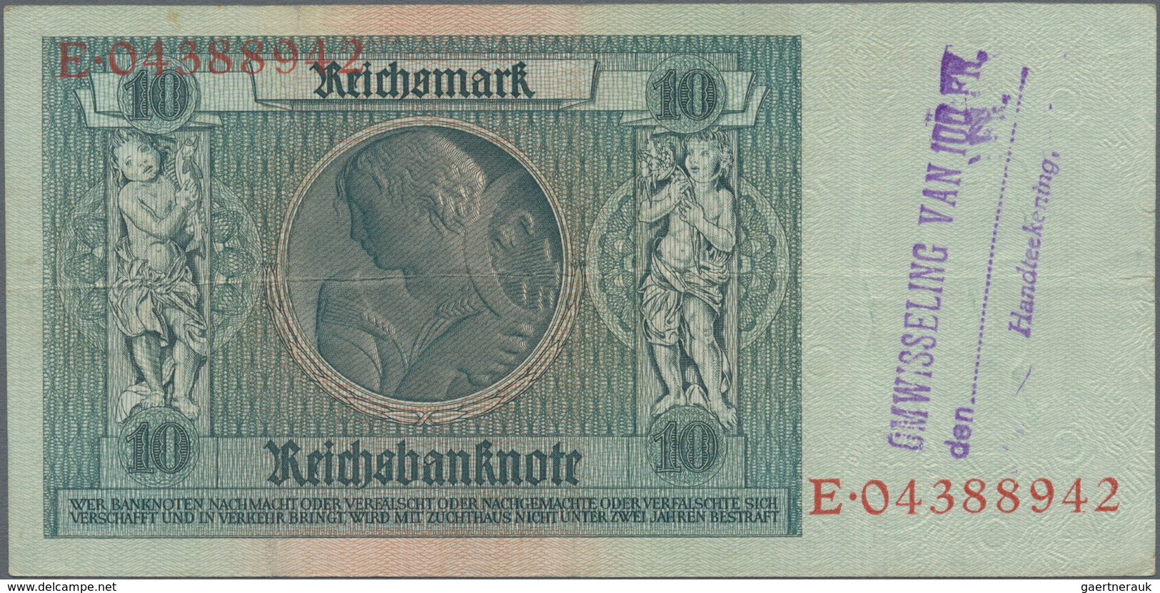 Deutschland - Deutsches Reich bis 1945: Großes Lot mit 25 belgischen Abstempelungen auf 10 Reichsmar