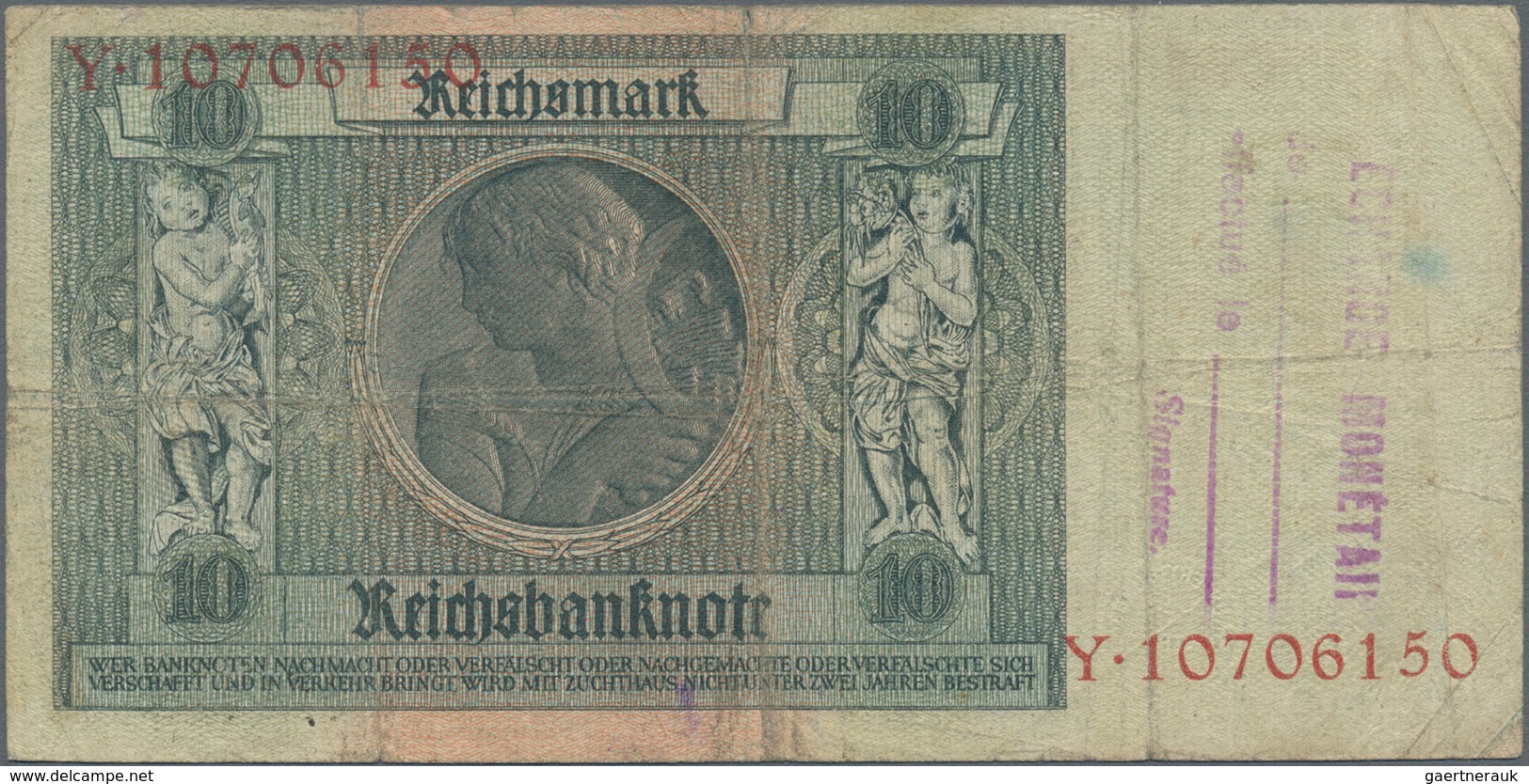 Deutschland - Deutsches Reich bis 1945: Großes Lot mit 25 belgischen Abstempelungen auf 10 Reichsmar