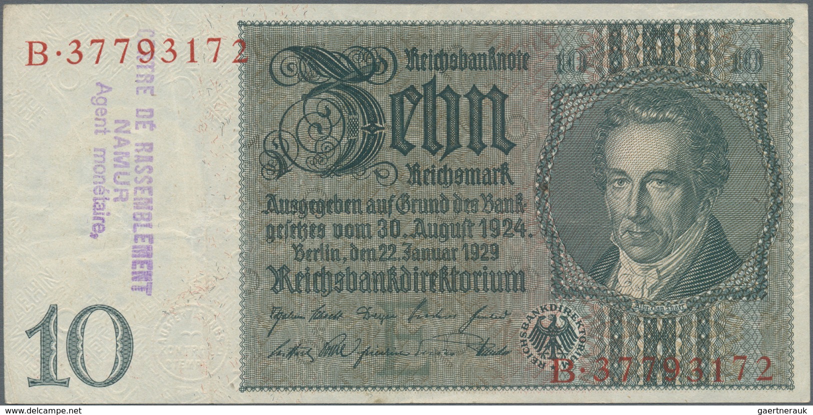 Deutschland - Deutsches Reich bis 1945: Großes Lot mit 25 belgischen Abstempelungen auf 10 Reichsmar