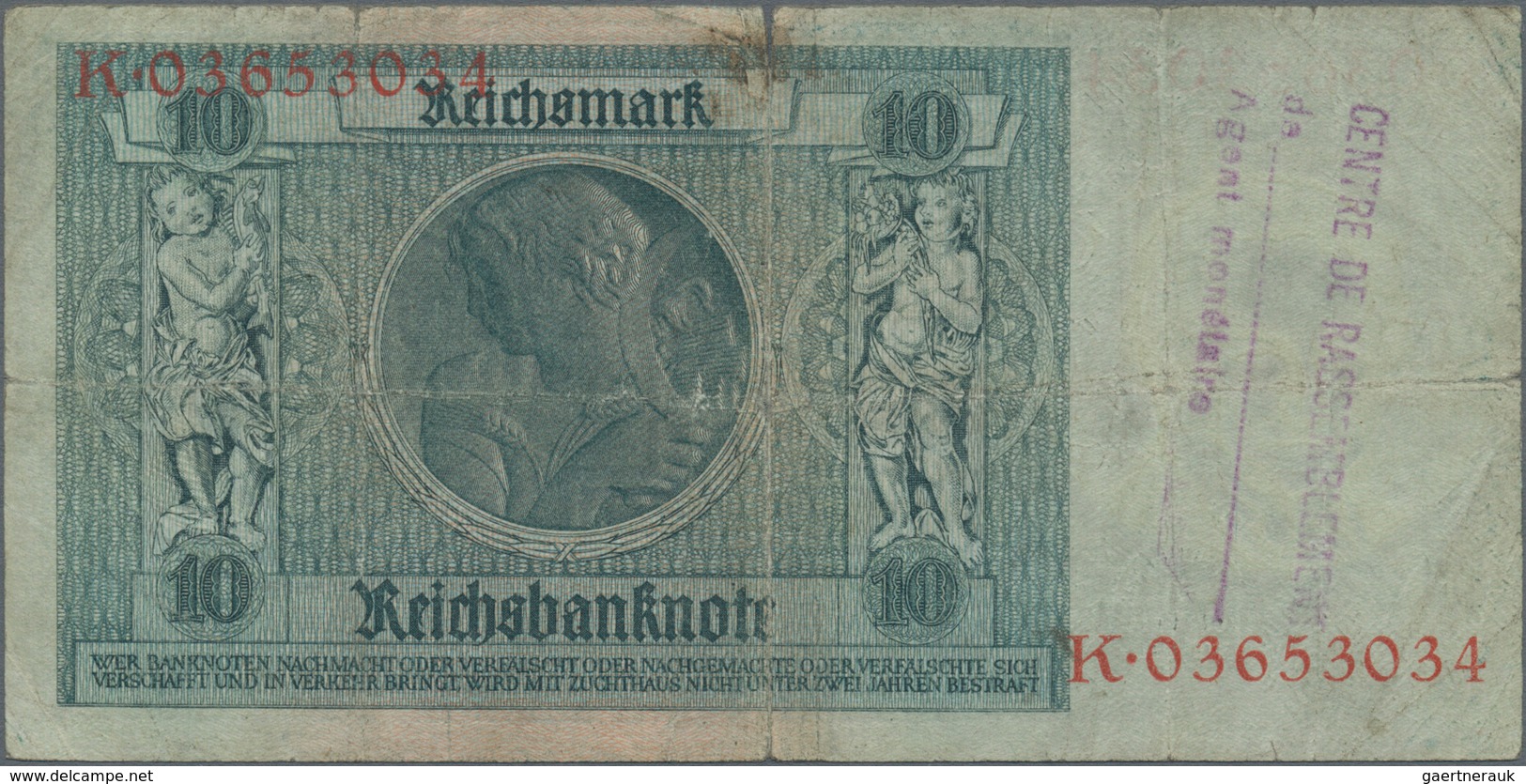 Deutschland - Deutsches Reich bis 1945: Großes Lot mit 25 belgischen Abstempelungen auf 10 Reichsmar