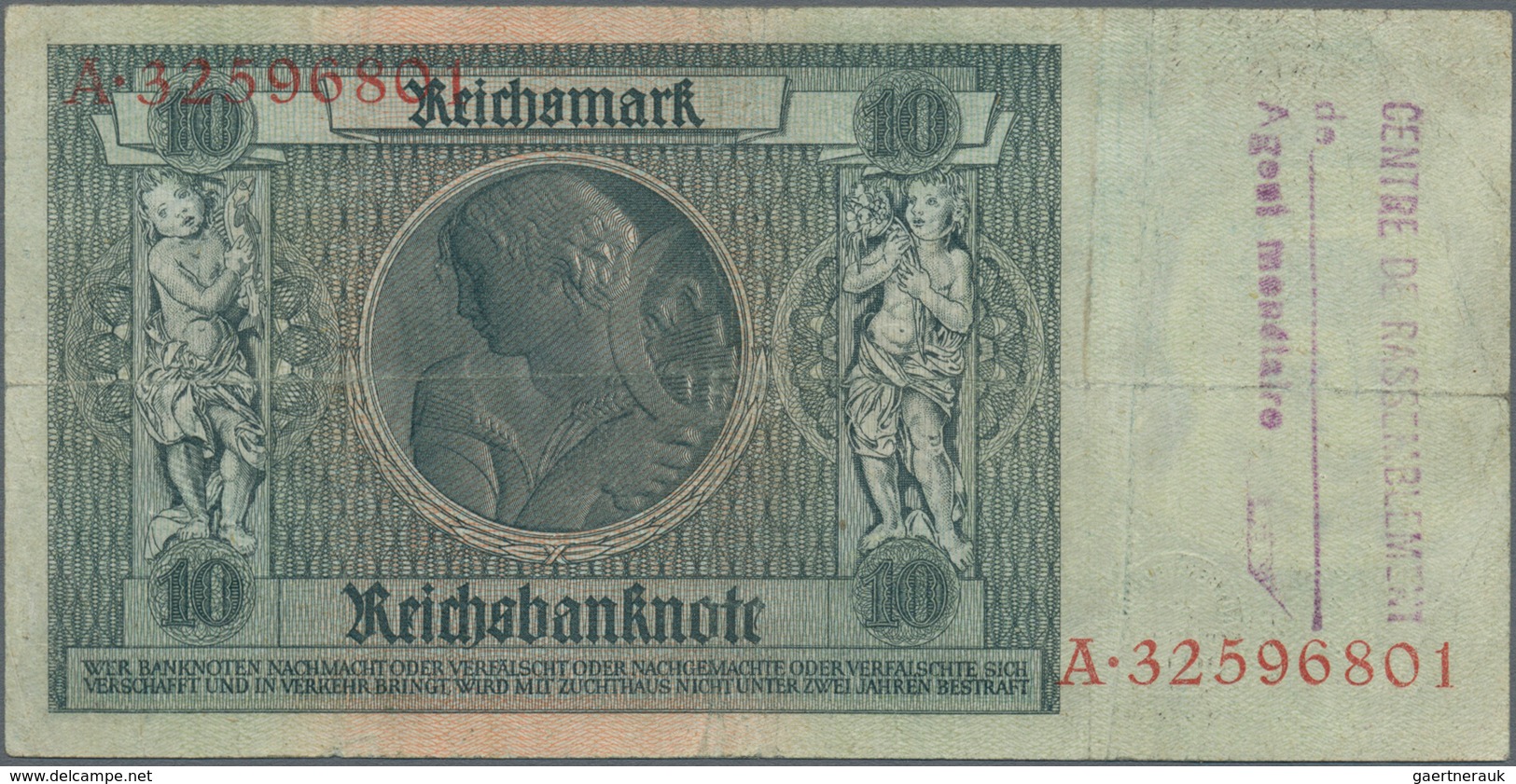 Deutschland - Deutsches Reich bis 1945: Großes Lot mit 25 belgischen Abstempelungen auf 10 Reichsmar