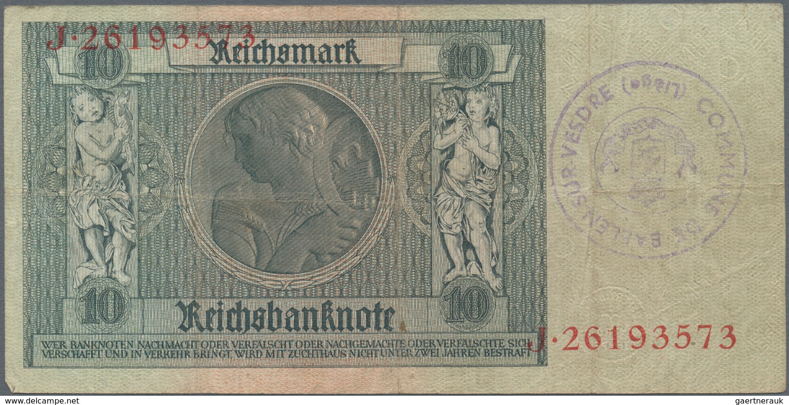 Deutschland - Deutsches Reich bis 1945: Großes Lot mit 25 belgischen Abstempelungen auf 10 Reichsmar
