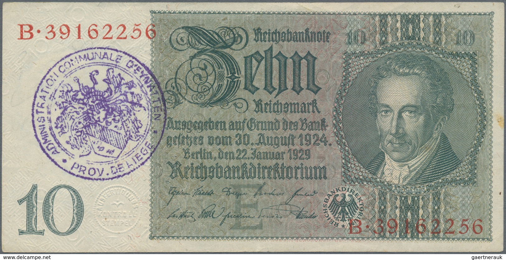 Deutschland - Deutsches Reich bis 1945: Großes Lot mit 25 belgischen Abstempelungen auf 10 Reichsmar