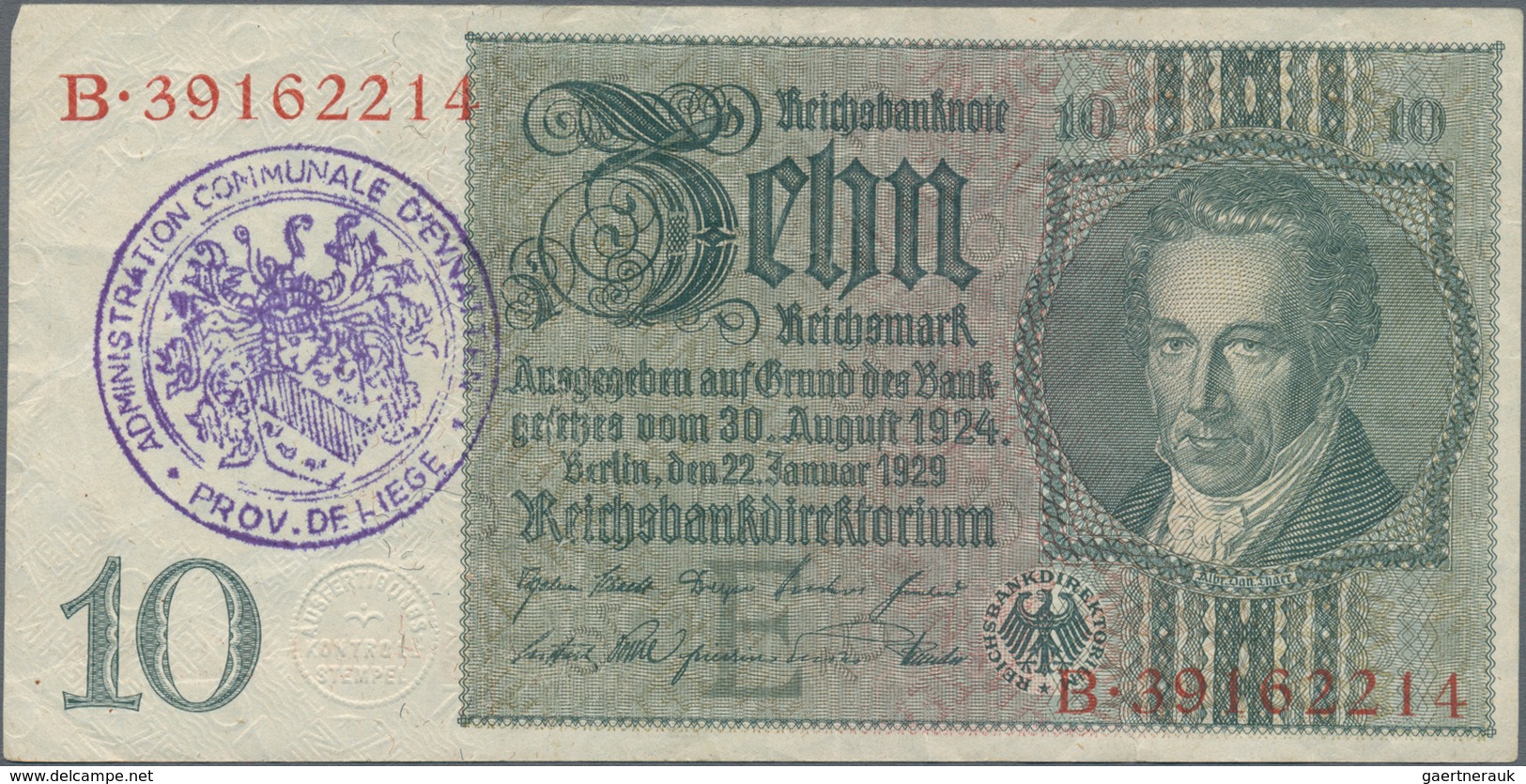 Deutschland - Deutsches Reich bis 1945: Großes Lot mit 25 belgischen Abstempelungen auf 10 Reichsmar