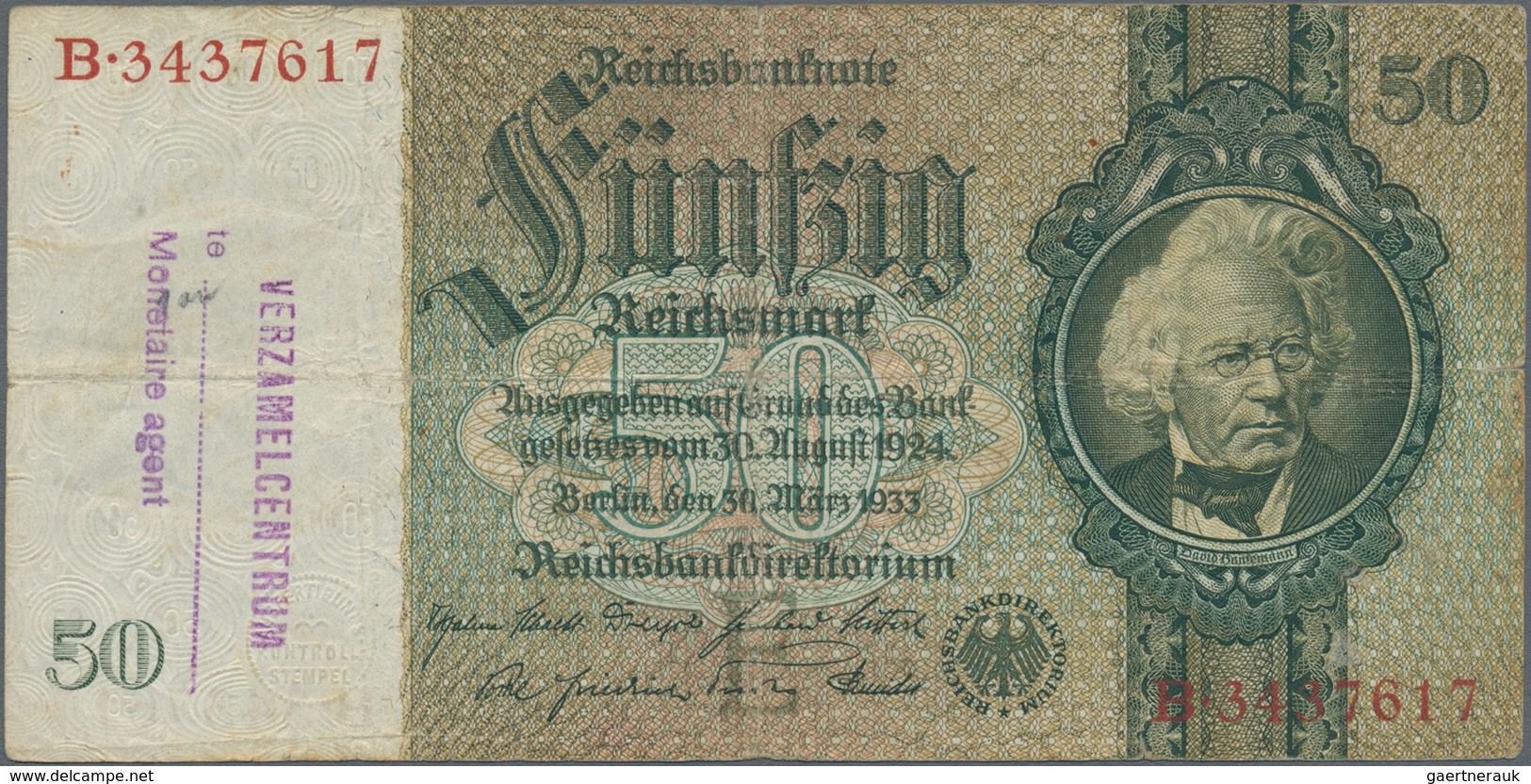 Deutschland - Deutsches Reich Bis 1945: Großes Lot Mit 15 Belgischen Abstempelungen Auf 50 Reichsmar - Otros & Sin Clasificación