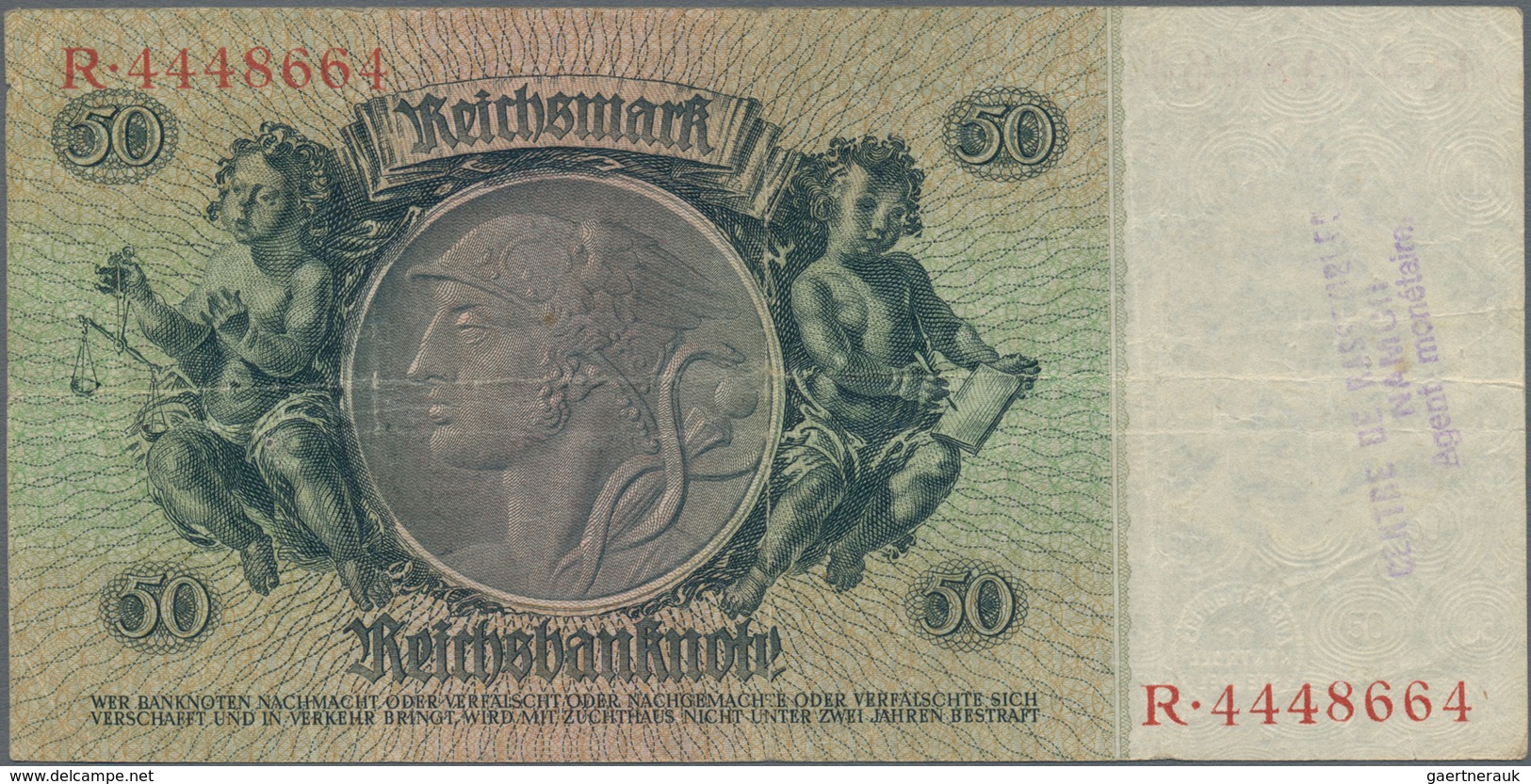 Deutschland - Deutsches Reich bis 1945: Großes Lot mit 15 belgischen Abstempelungen auf 50 Reichsmar