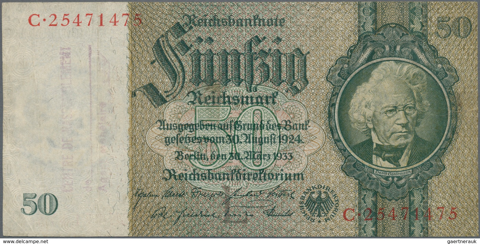 Deutschland - Deutsches Reich bis 1945: Großes Lot mit 15 belgischen Abstempelungen auf 50 Reichsmar