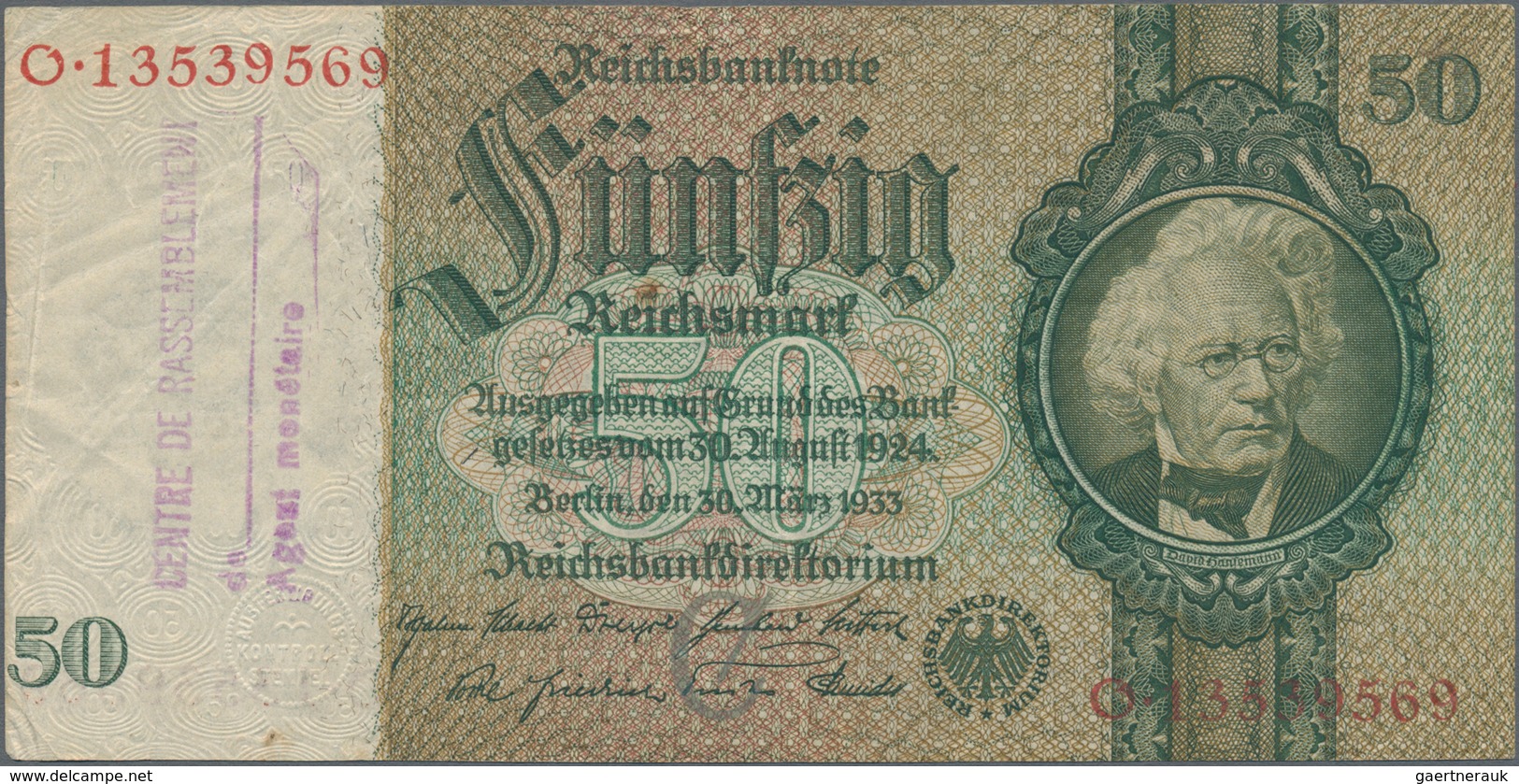 Deutschland - Deutsches Reich bis 1945: Großes Lot mit 15 belgischen Abstempelungen auf 50 Reichsmar