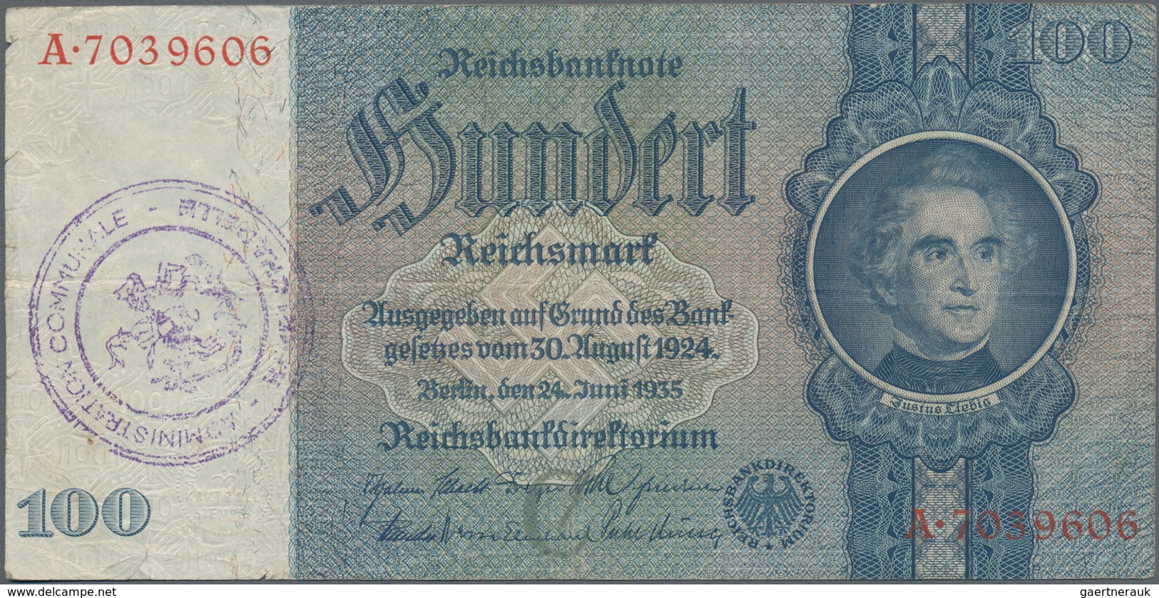 Deutschland - Deutsches Reich Bis 1945: Lot Mit 7 Belgischen Abstempelungen Auf 100 Reichsmark, Dabe - Otros & Sin Clasificación