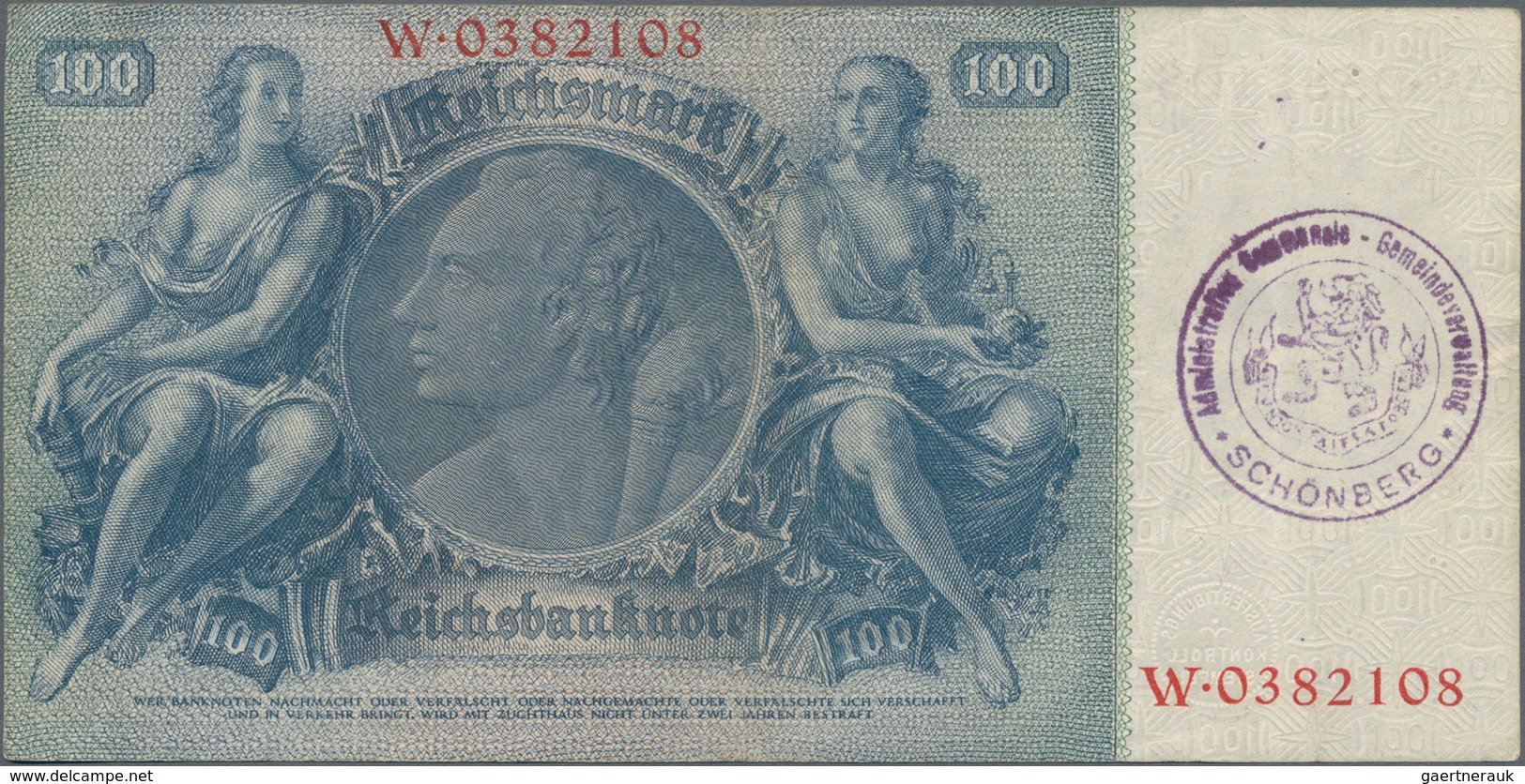 Deutschland - Deutsches Reich Bis 1945: Lot Mit 7 Belgischen Abstempelungen Auf 100 Reichsmark, Dabe - Otros & Sin Clasificación