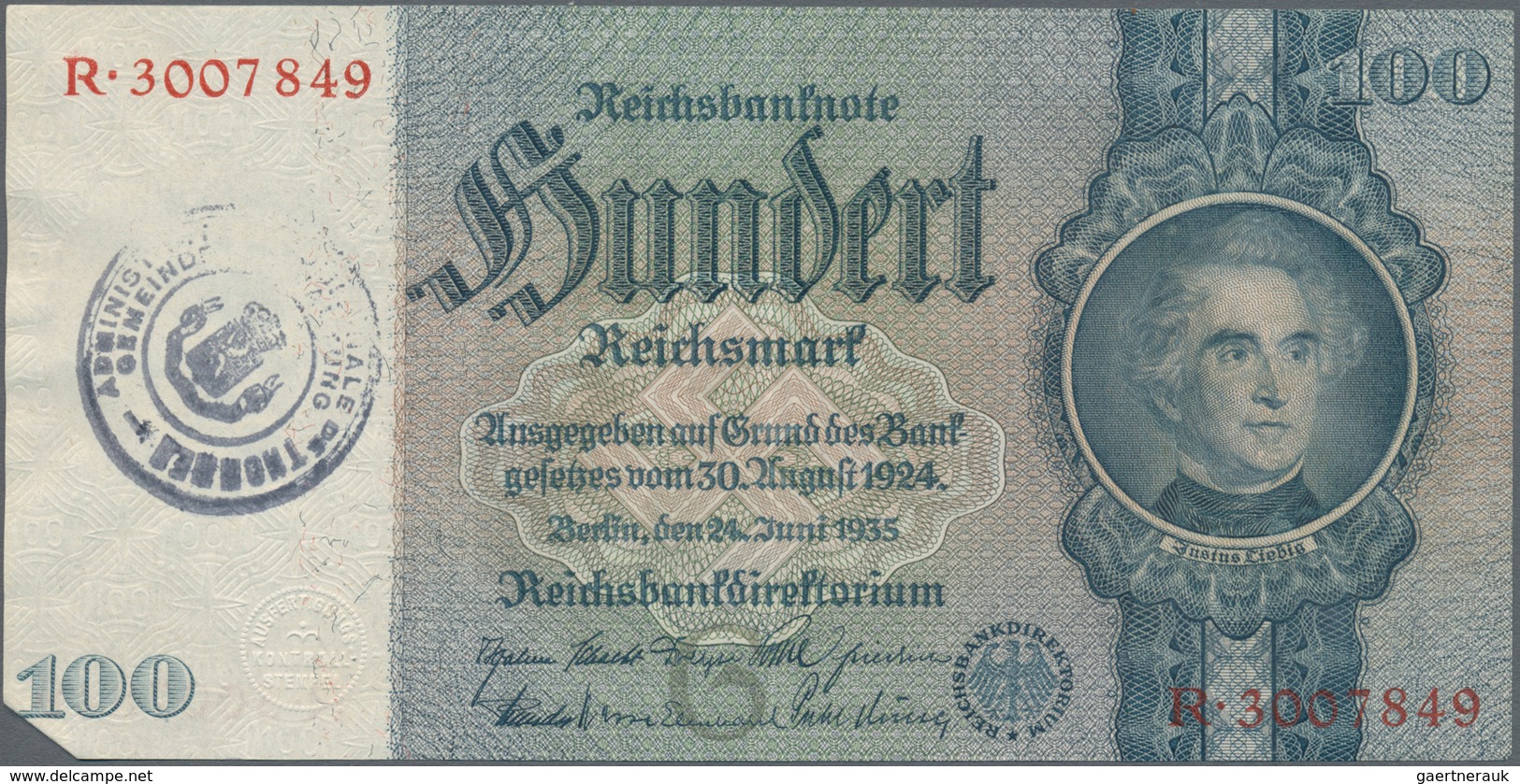 Deutschland - Deutsches Reich Bis 1945: Lot Mit 7 Belgischen Abstempelungen Auf 100 Reichsmark, Dabe - Otros & Sin Clasificación